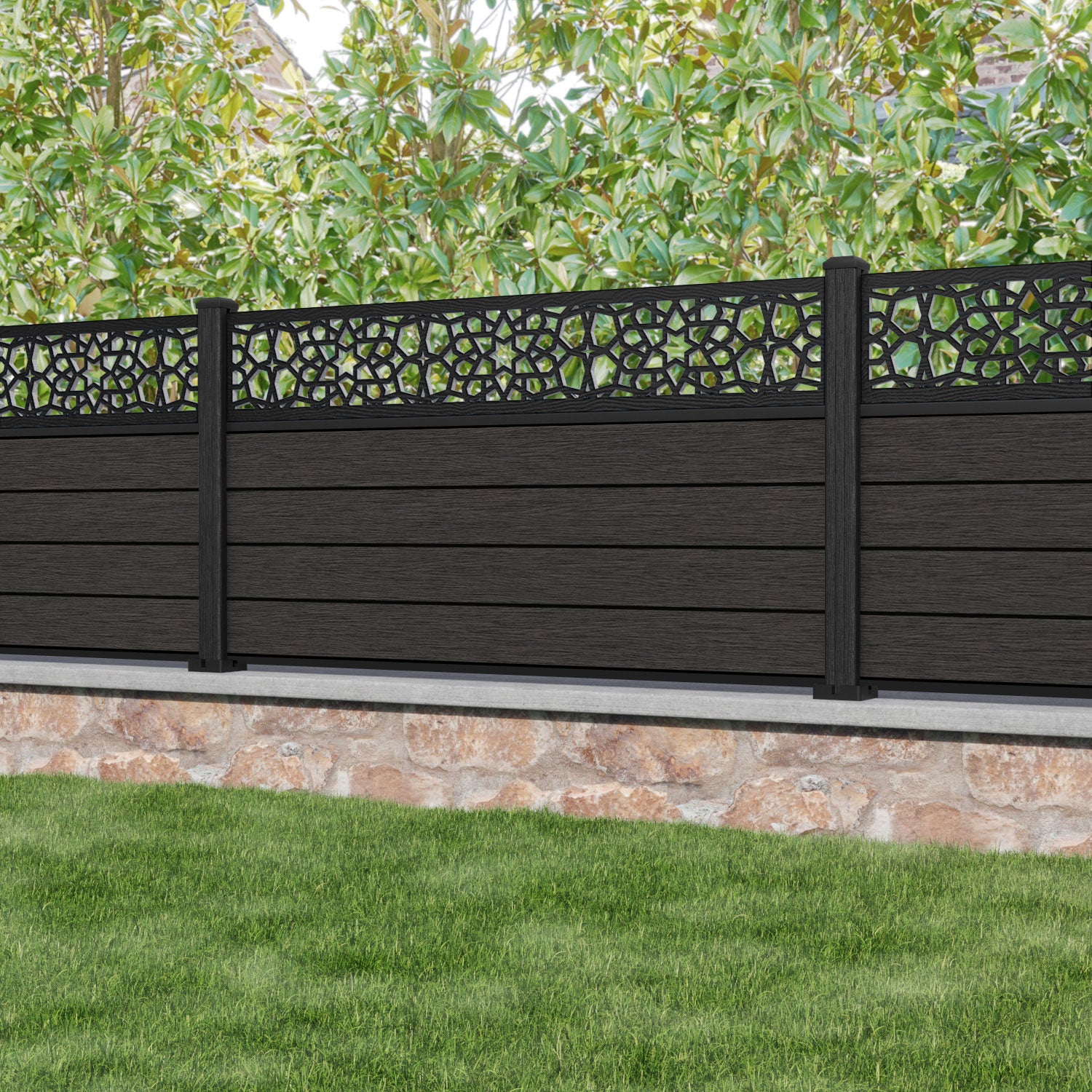 Fusion Nazira Fence Panel - Dark Oak - with our composite posts