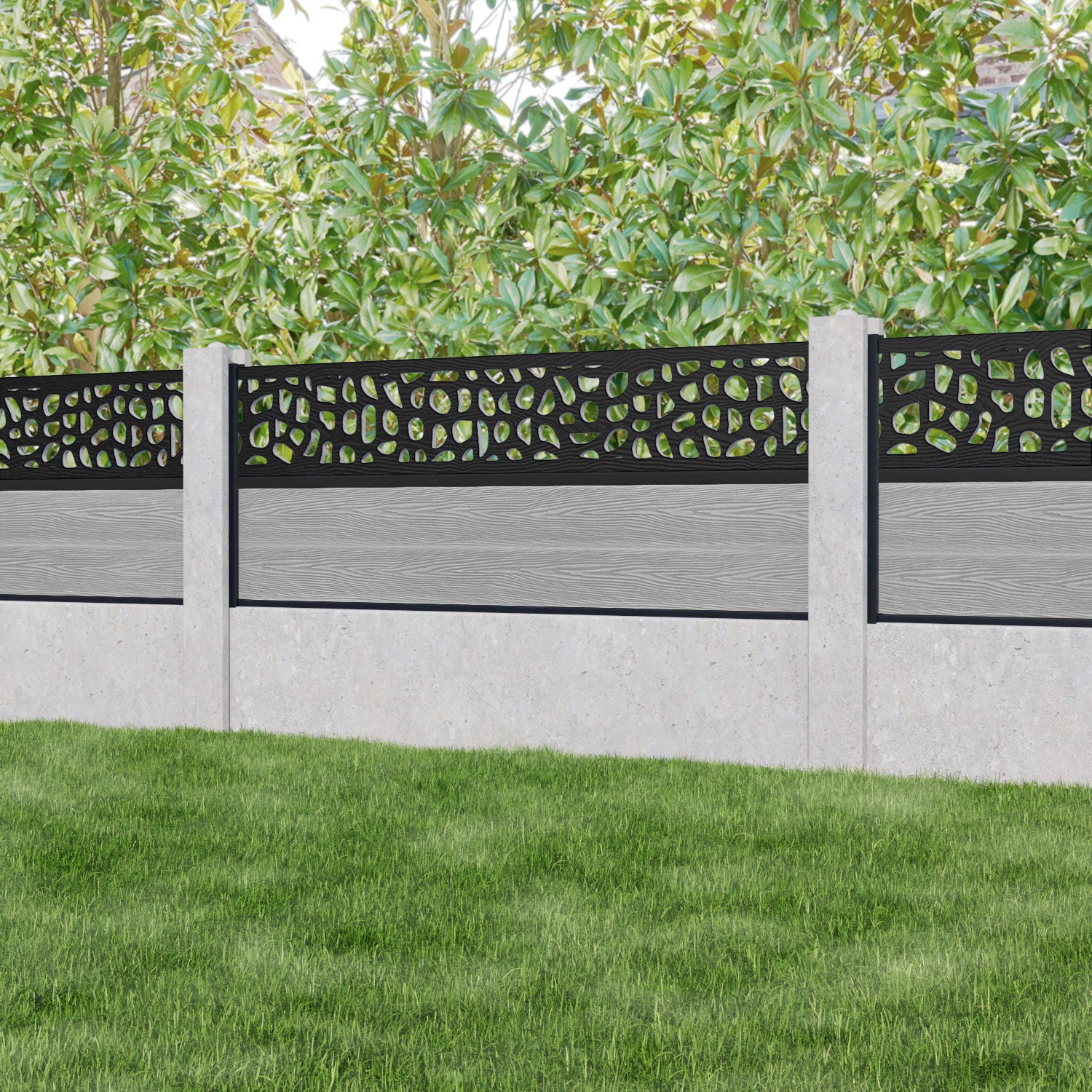 Classic Pebble Fence Panel - Light Grey - for existing concrete posts