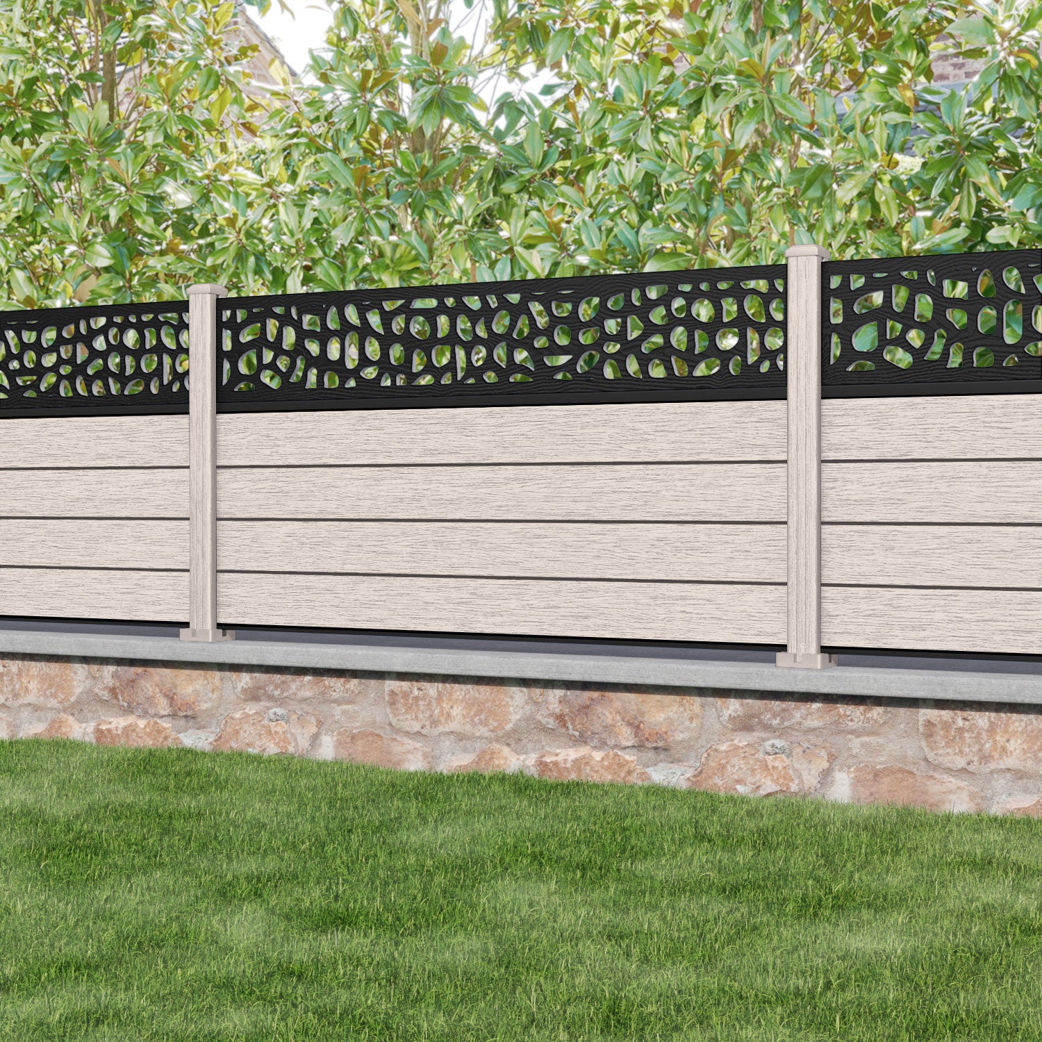 Fusion Pebble Fence Panel - Mid Stone - with our composite posts