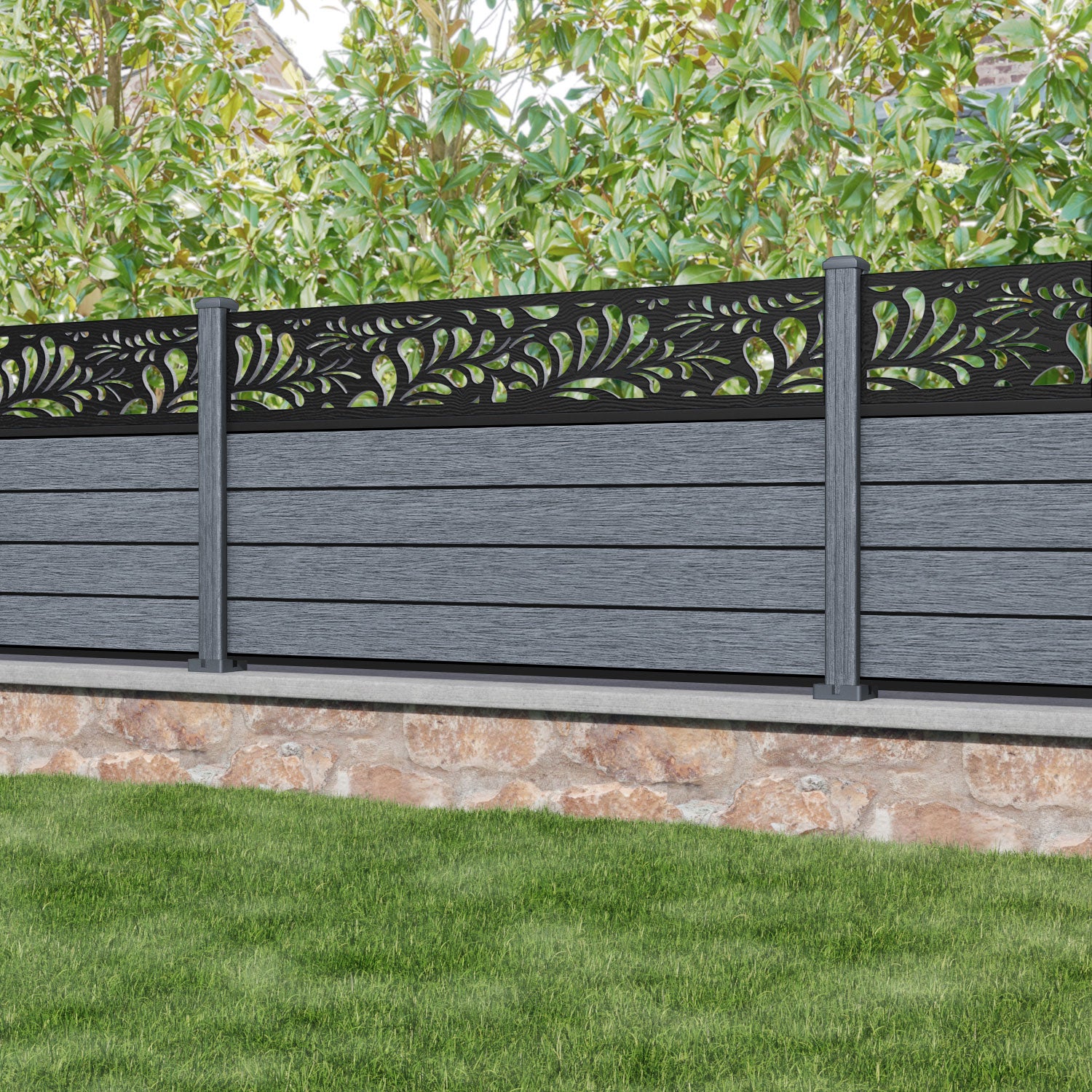 Fusion Petal Fence Panel - Anthracite - with our composite posts