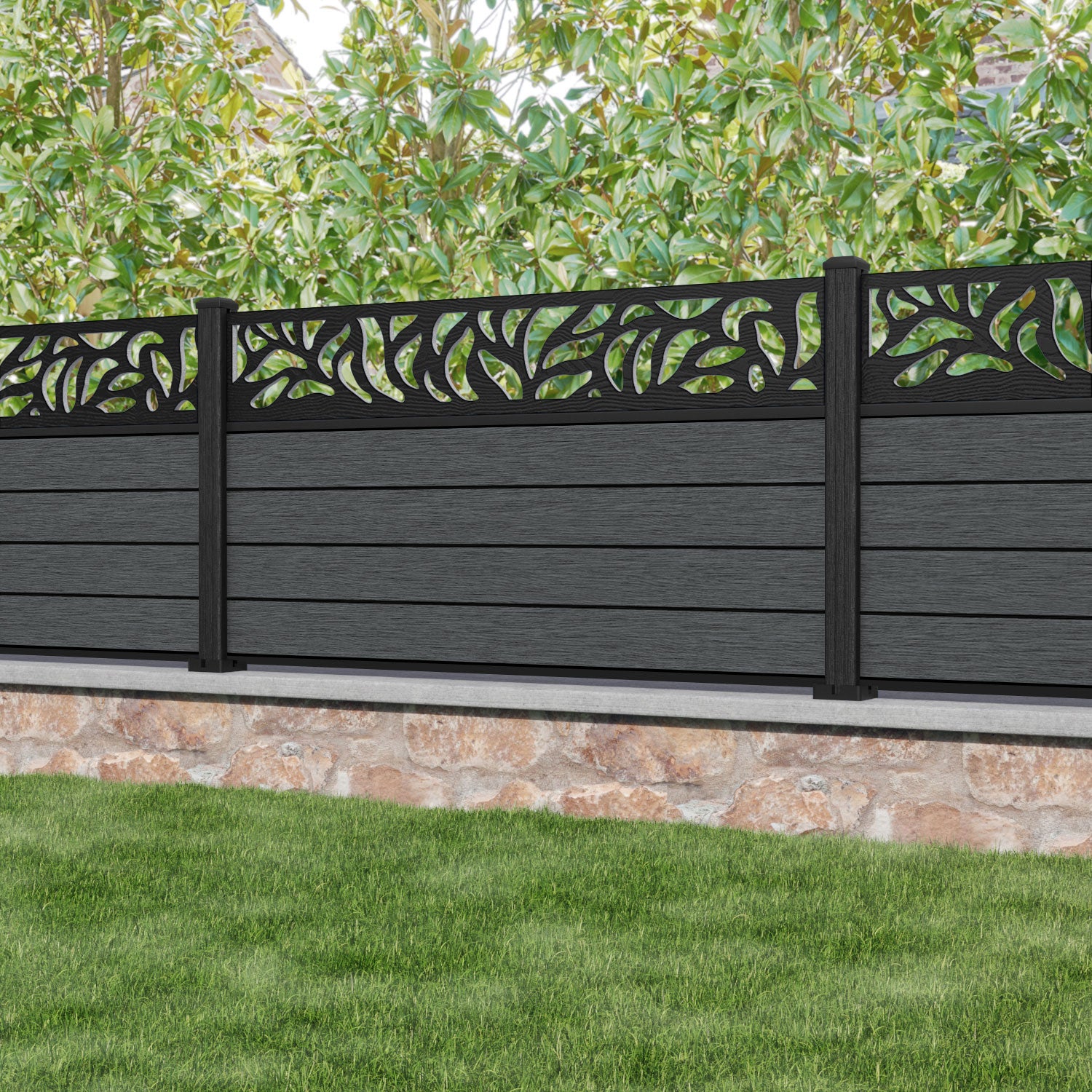 Fusion Plume Fence Panel - Dark Grey - with our composite posts