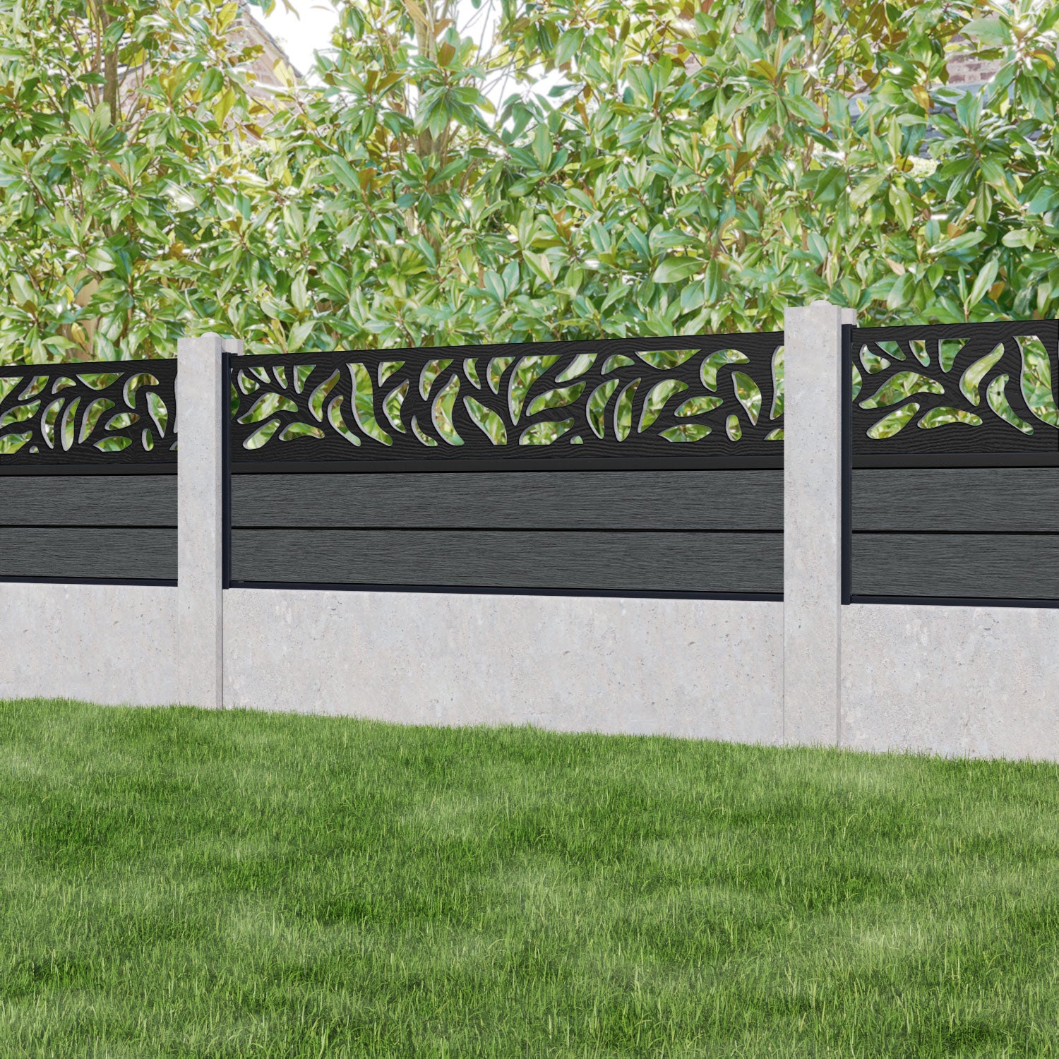Fusion Plume Fence Panel - Dark Grey - for existing concrete posts