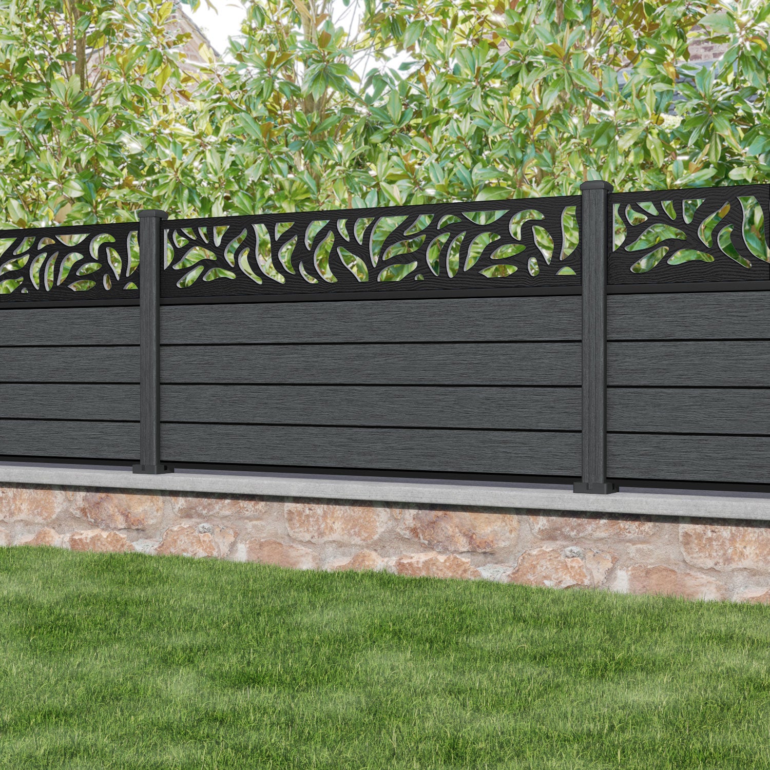 Fusion Plume Fence Panel - Dark Grey - with our composite posts