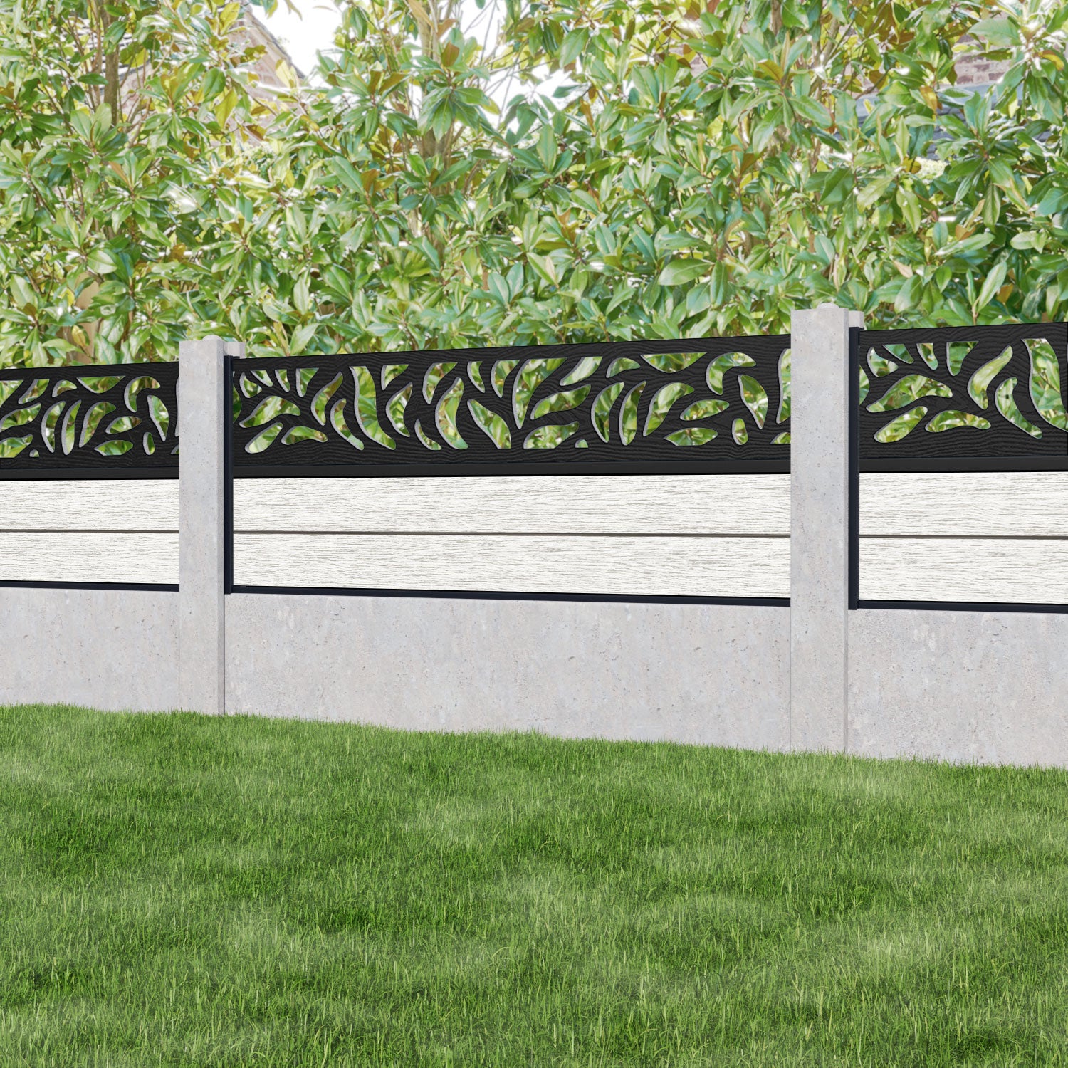 Fusion Plume Fence Panel - Light Stone - for existing concrete posts
