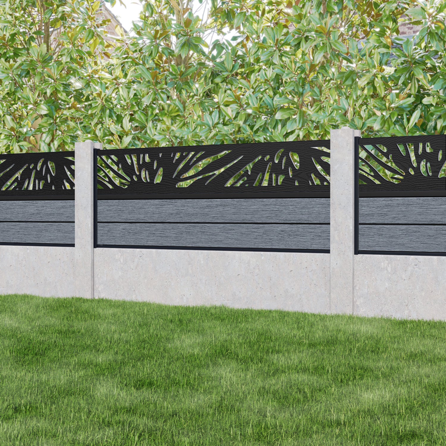 Fusion Poppy Fence Panel - Anthracite - for existing concrete posts