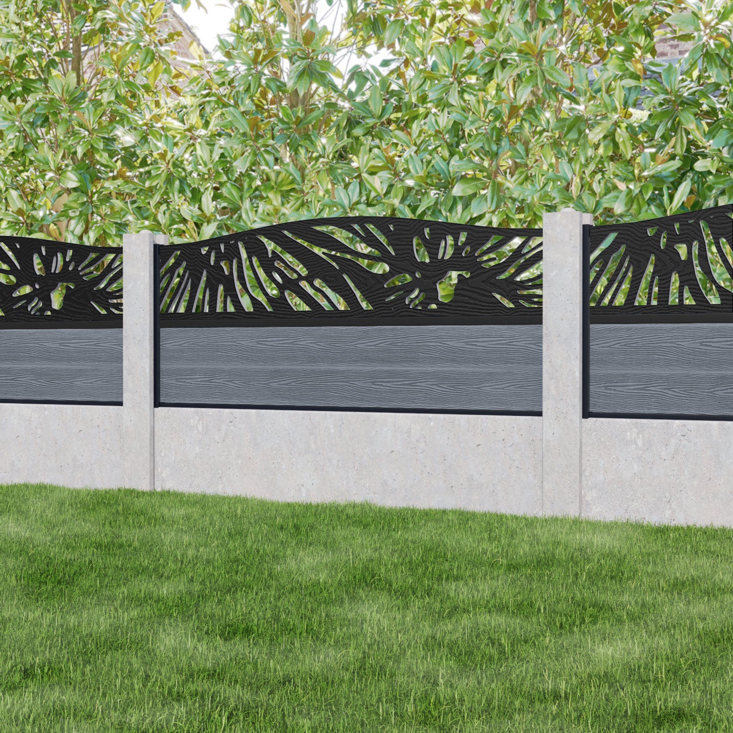 Classic Poppy Curved Top Fence Panel - Anthracite - for existing concrete posts