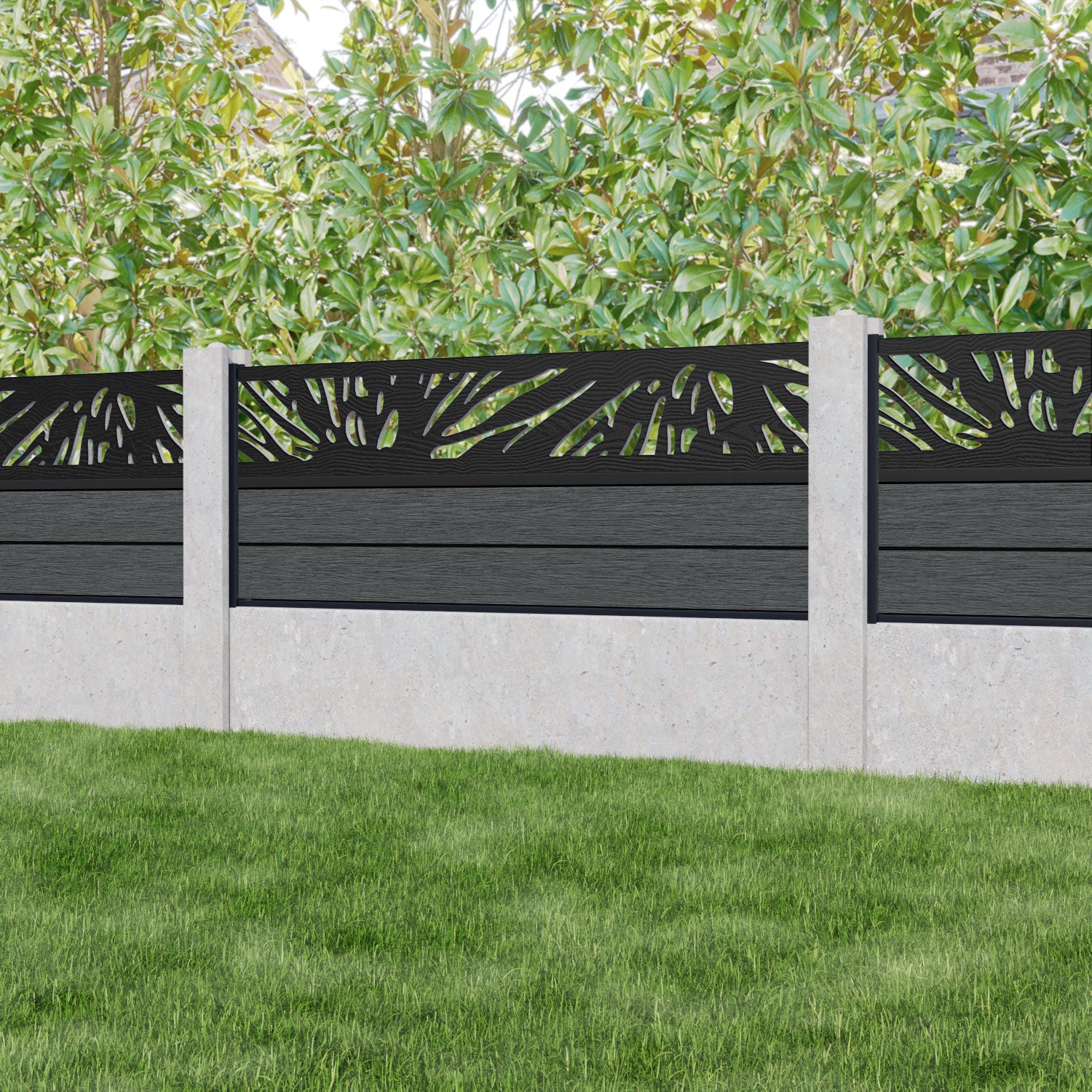 Fusion Poppy Fence Panel - Dark Grey - for existing concrete posts
