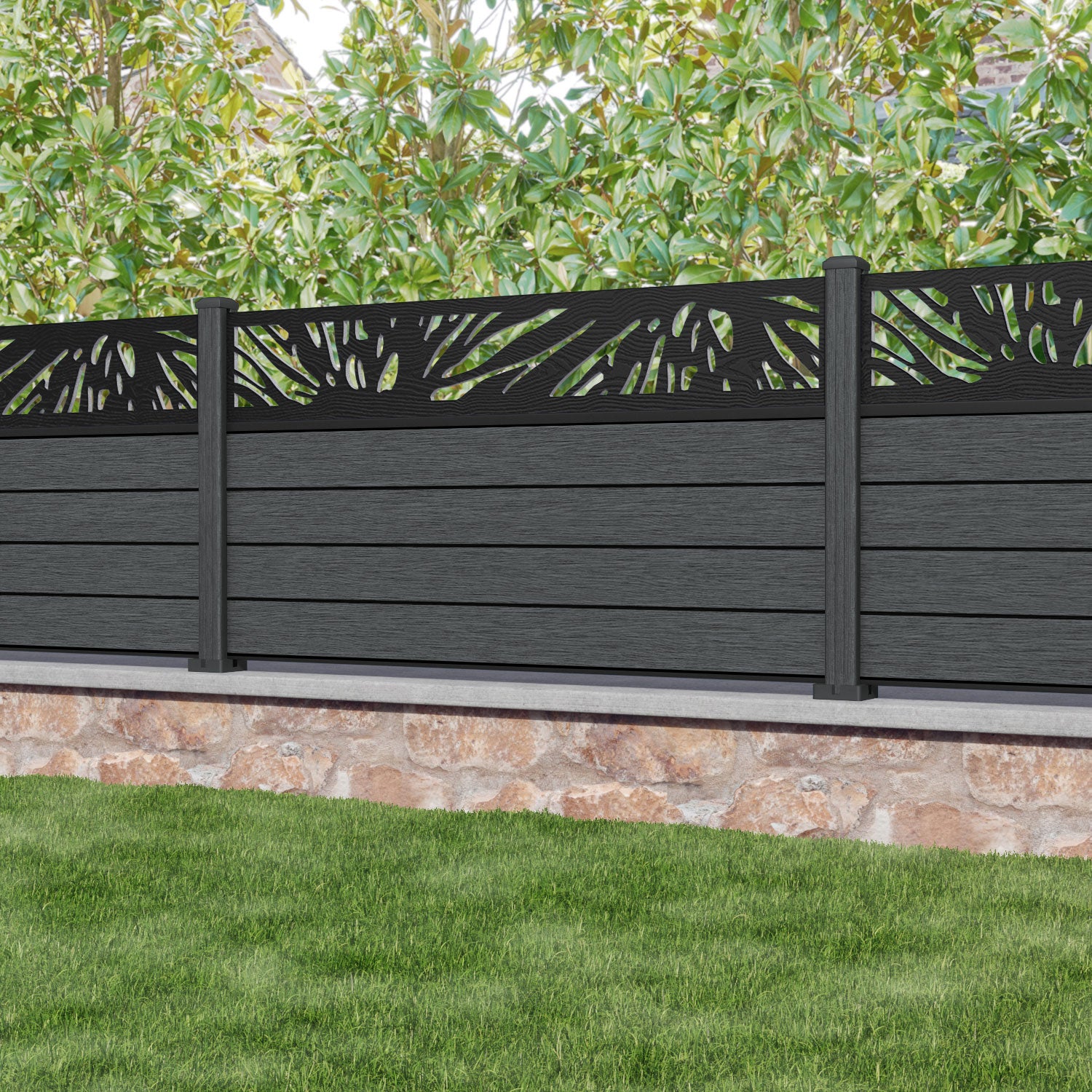 Fusion Poppy Fence Panel - Dark Grey - with our composite posts