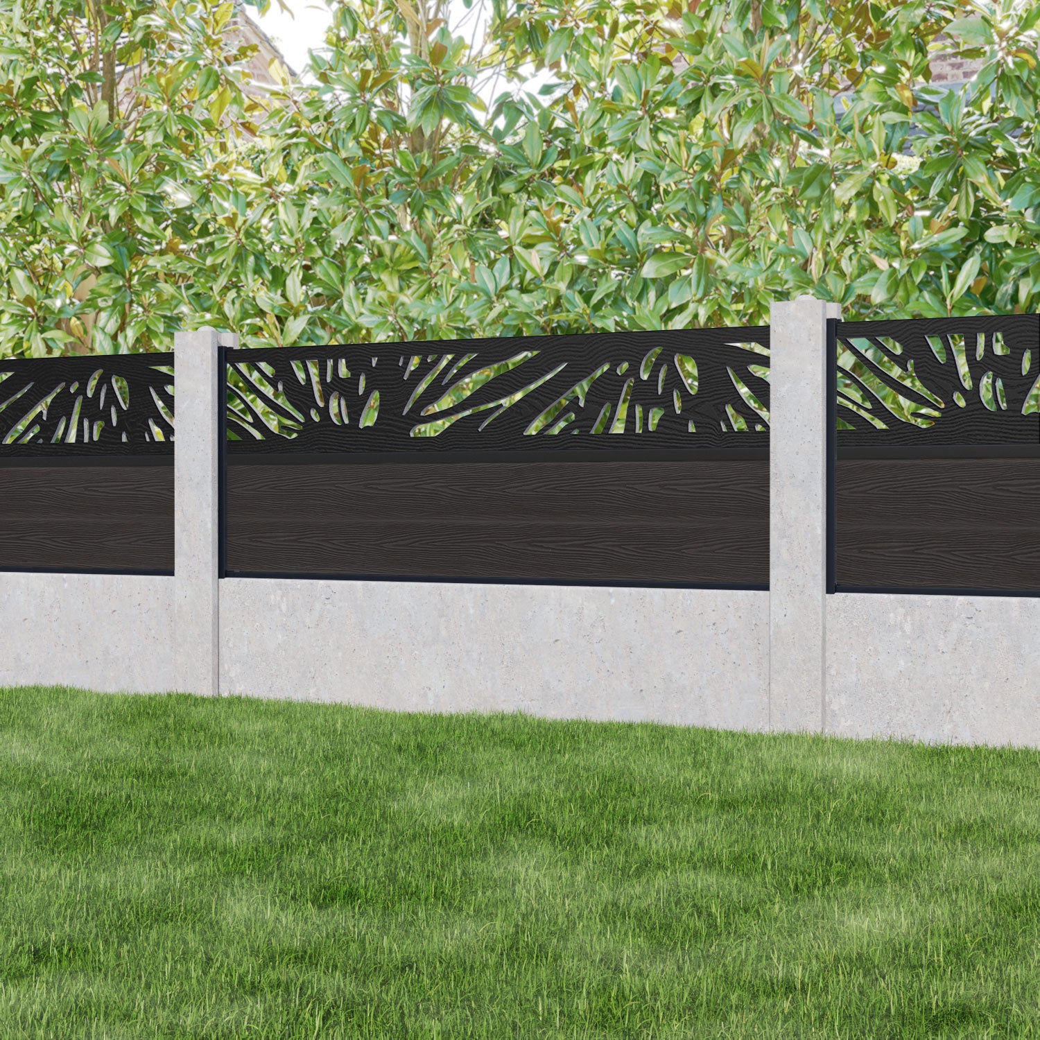 Classic Poppy Fence Panel - Dark Oak - for existing concrete posts