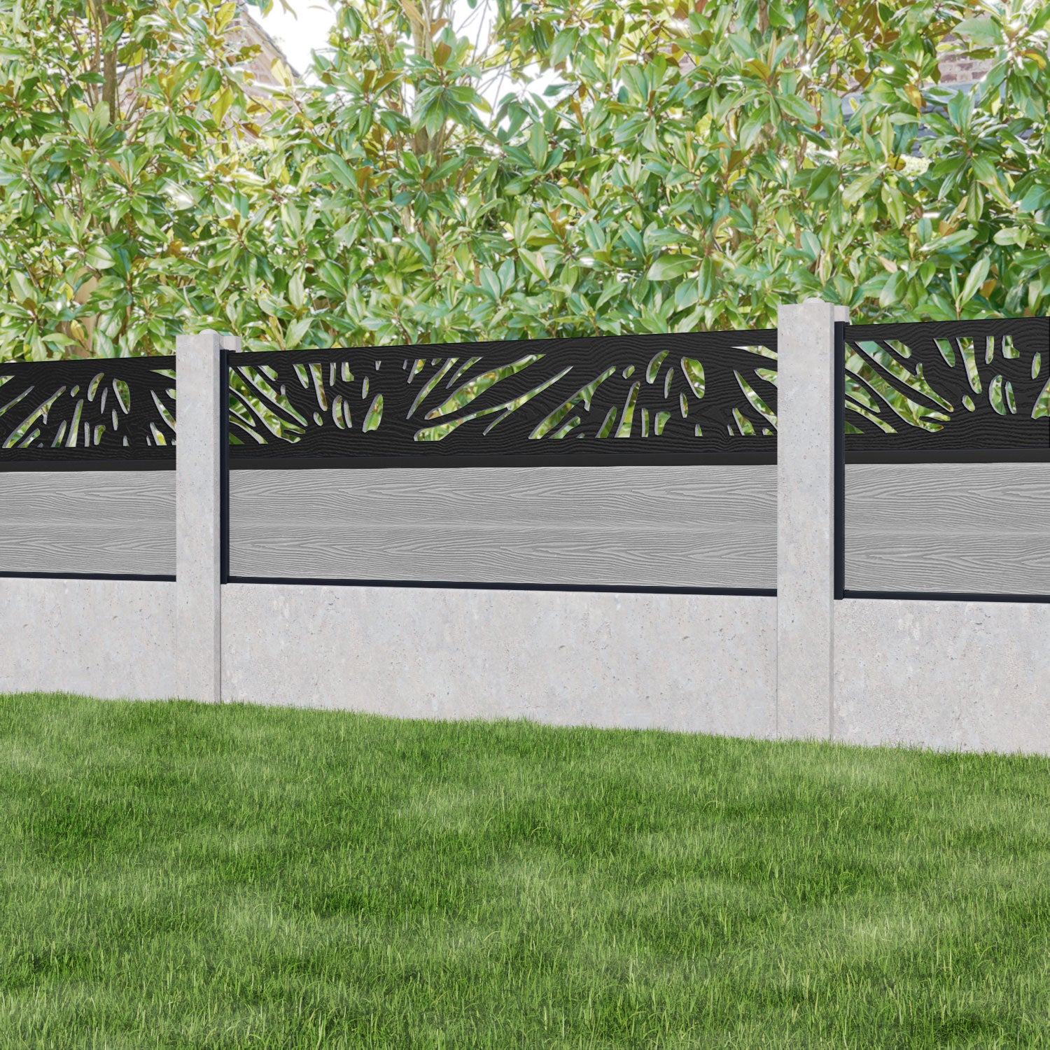 Classic Poppy Fence Panel - Light Grey - for existing concrete posts