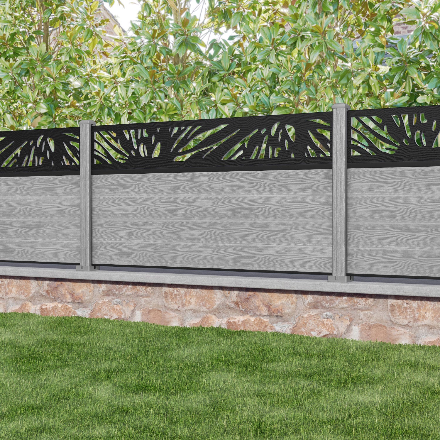 Classic Poppy Fence Panel - Light Grey - with our composite posts