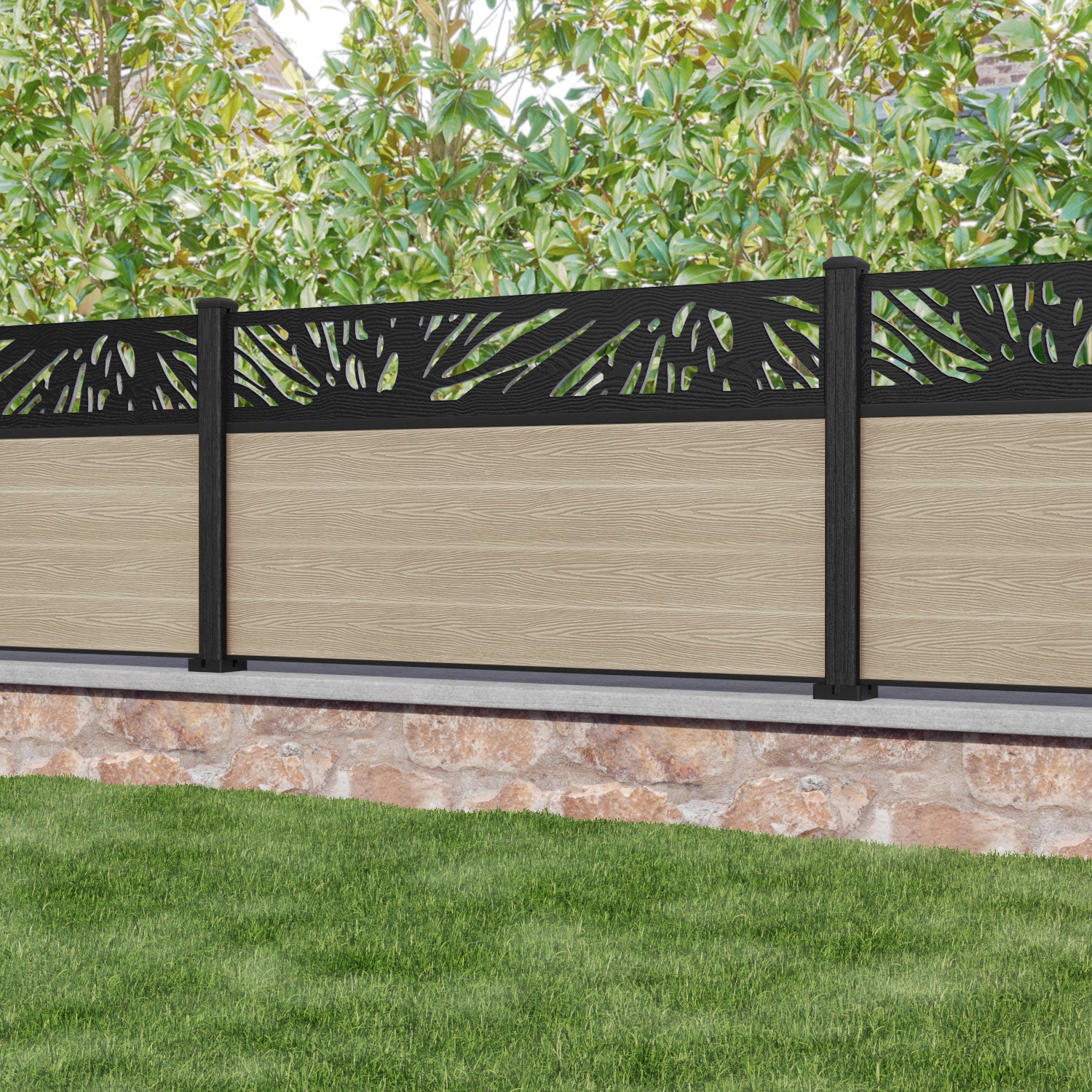 Classic Poppy Fence Panel - Light Oak - with our composite posts