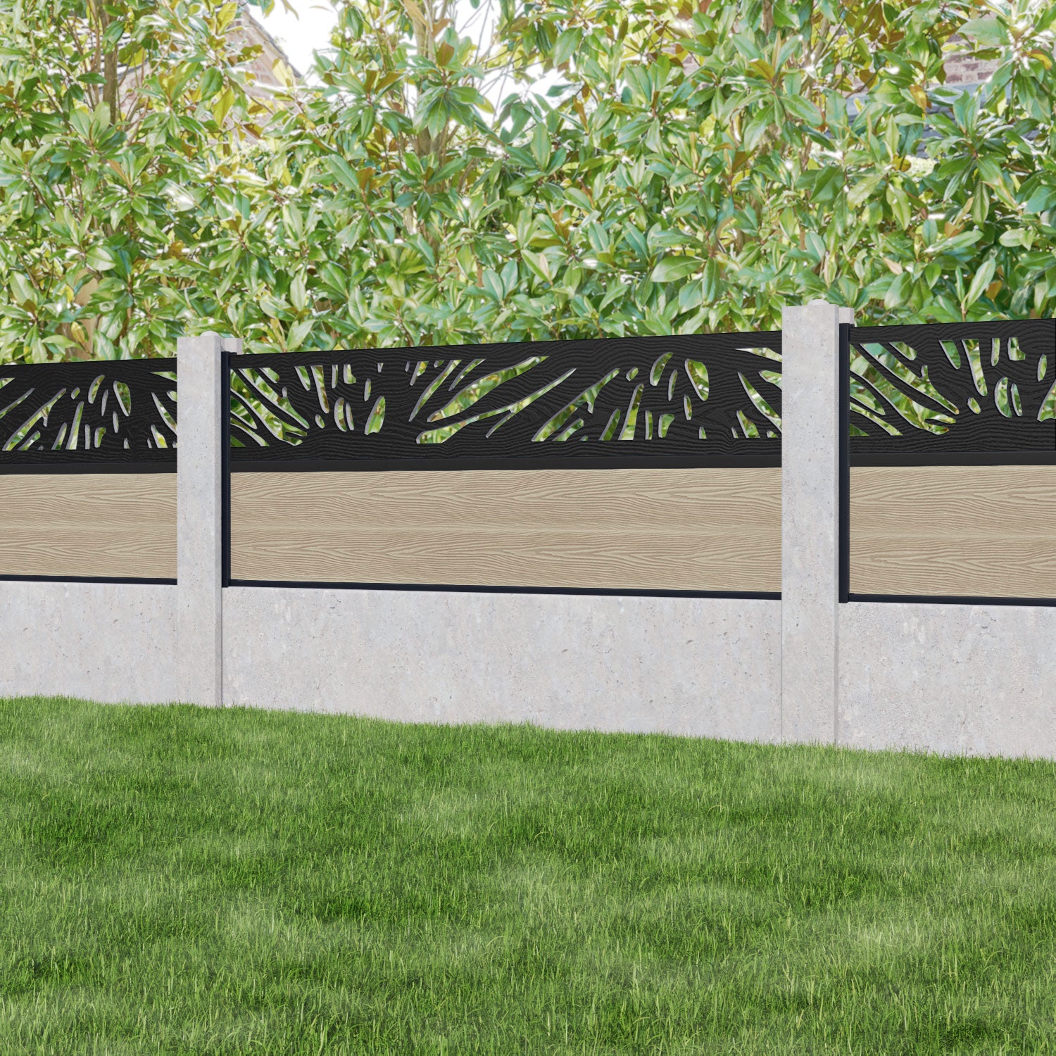 Classic Poppy Fence Panel - Light Oak - for existing concrete posts