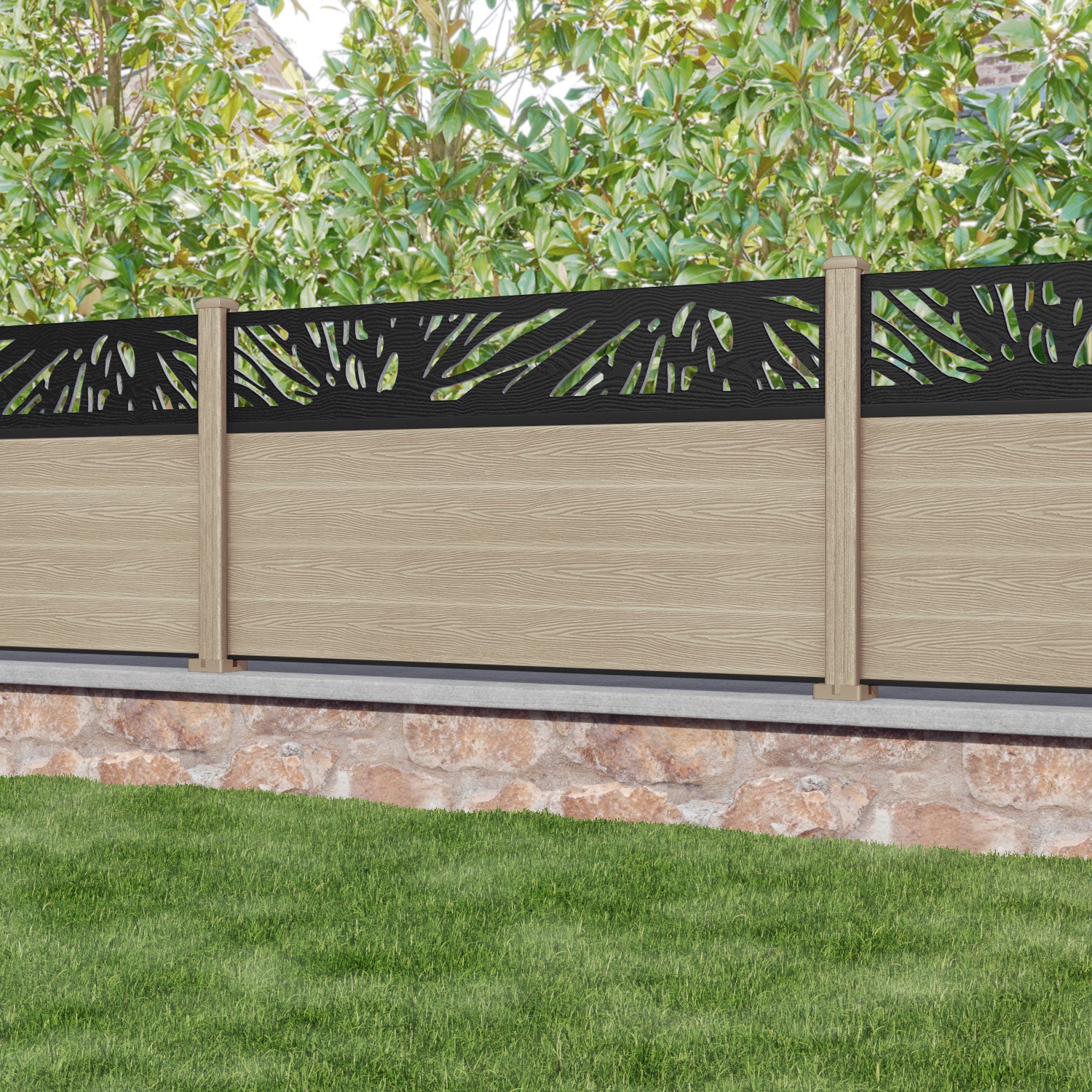Classic Poppy Fence Panel - Light Oak - with our composite posts