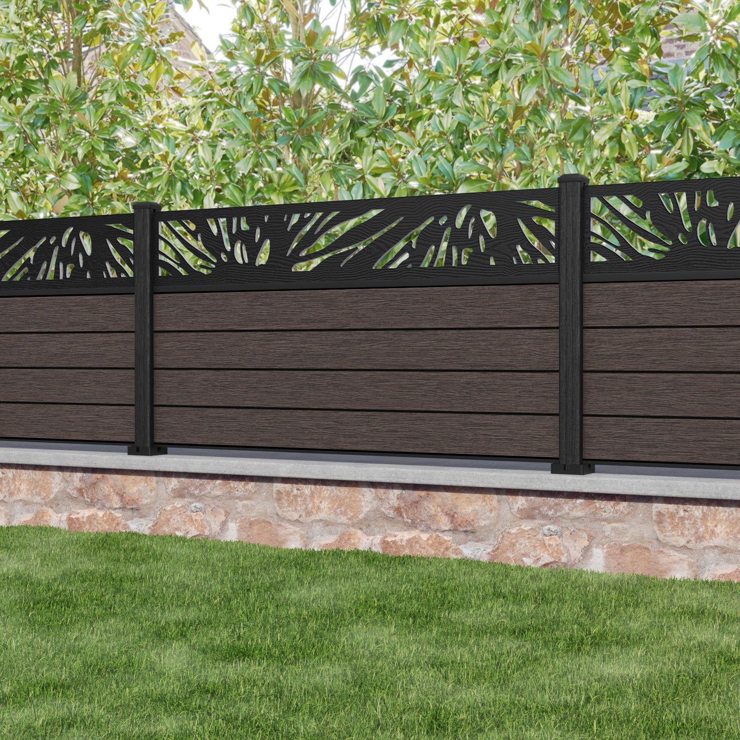 Fusion Poppy Fence Panel - Mid Brown - with our composite posts