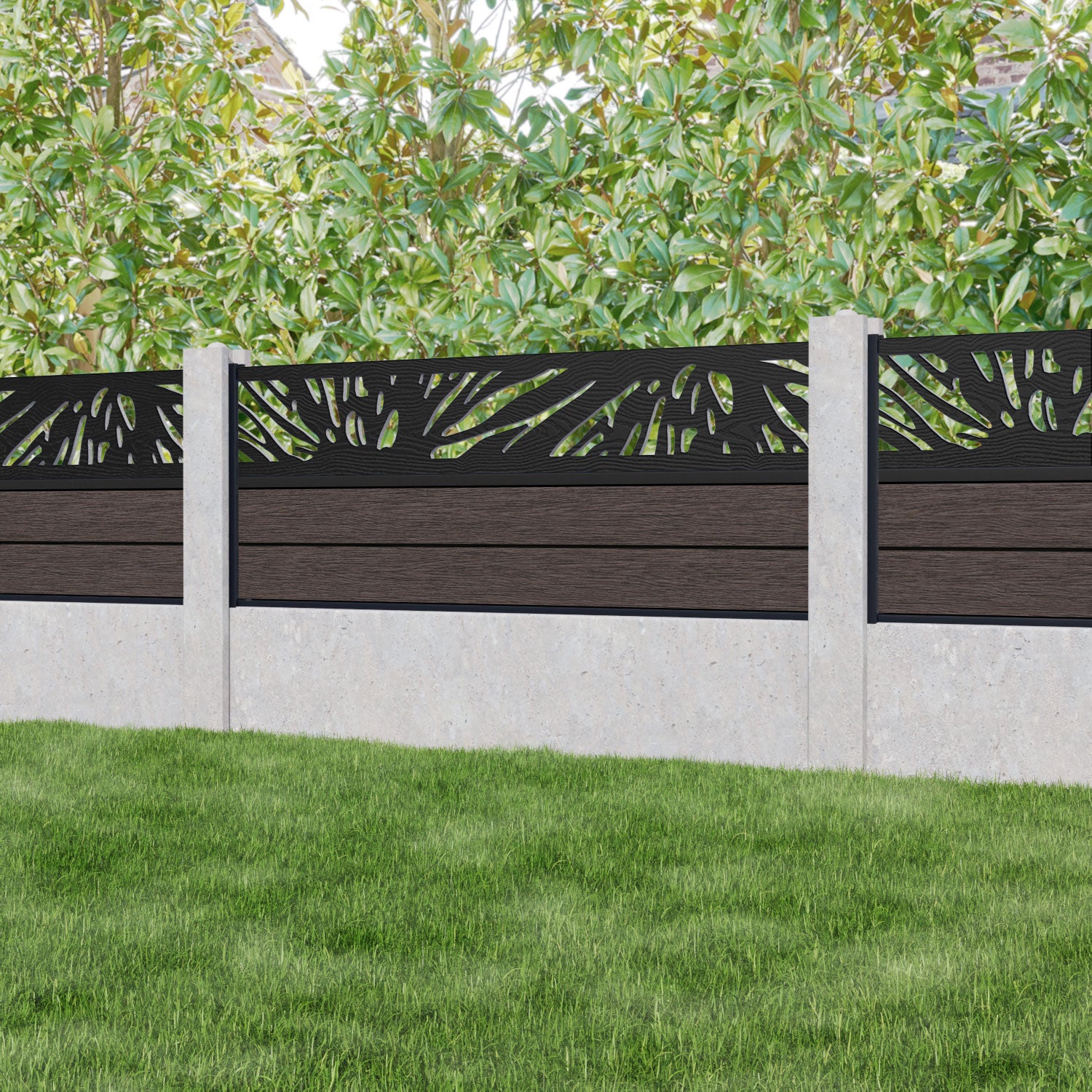 Fusion Poppy Fence Panel - Mid Brown - for existing concrete posts