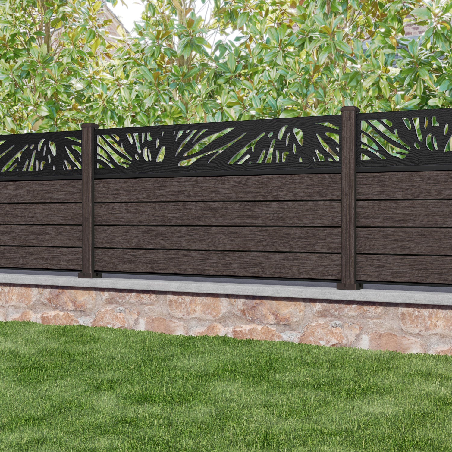 Fusion Poppy Fence Panel - Mid Brown - with our composite posts