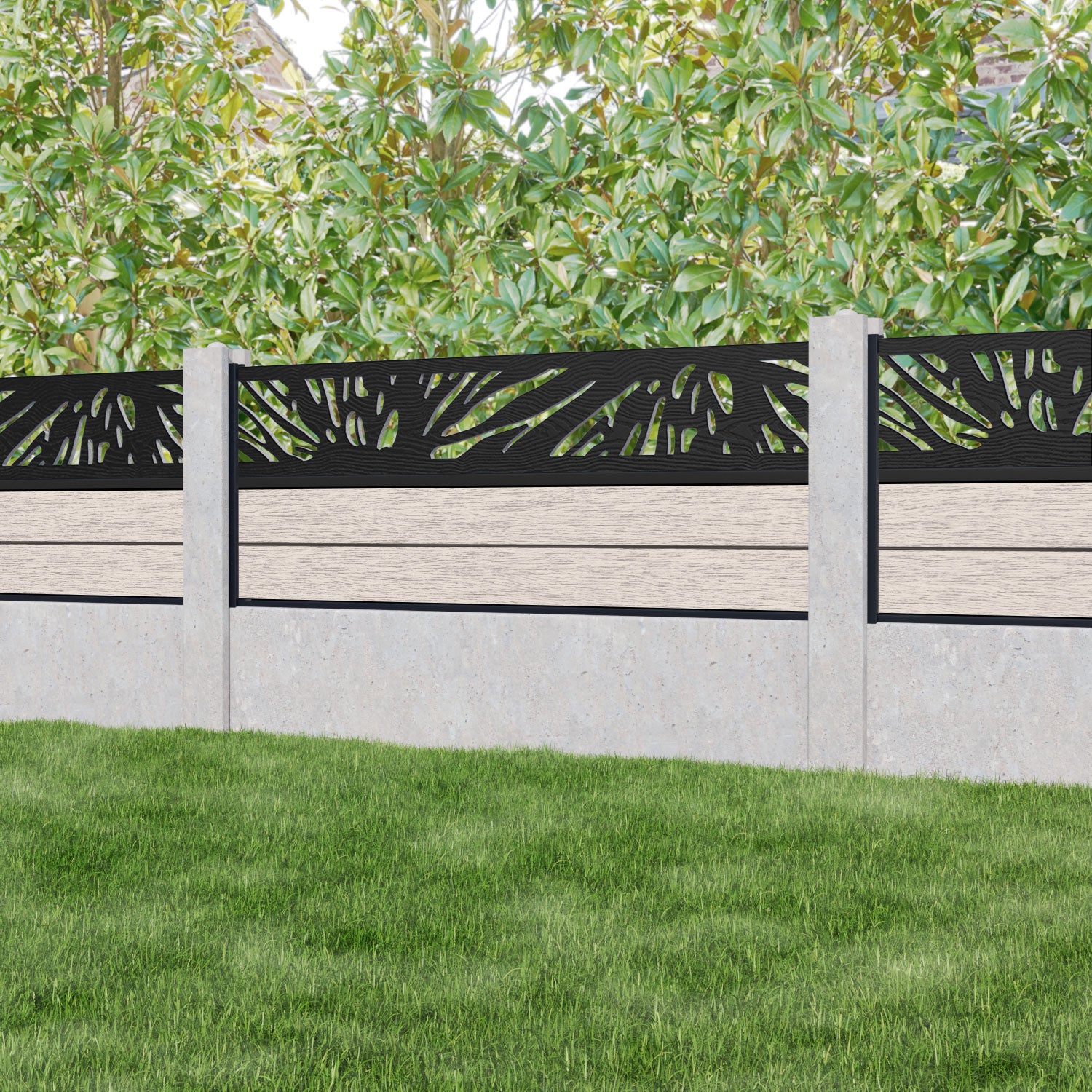 Fusion Poppy Fence Panel - Mid Stone - for existing concrete posts