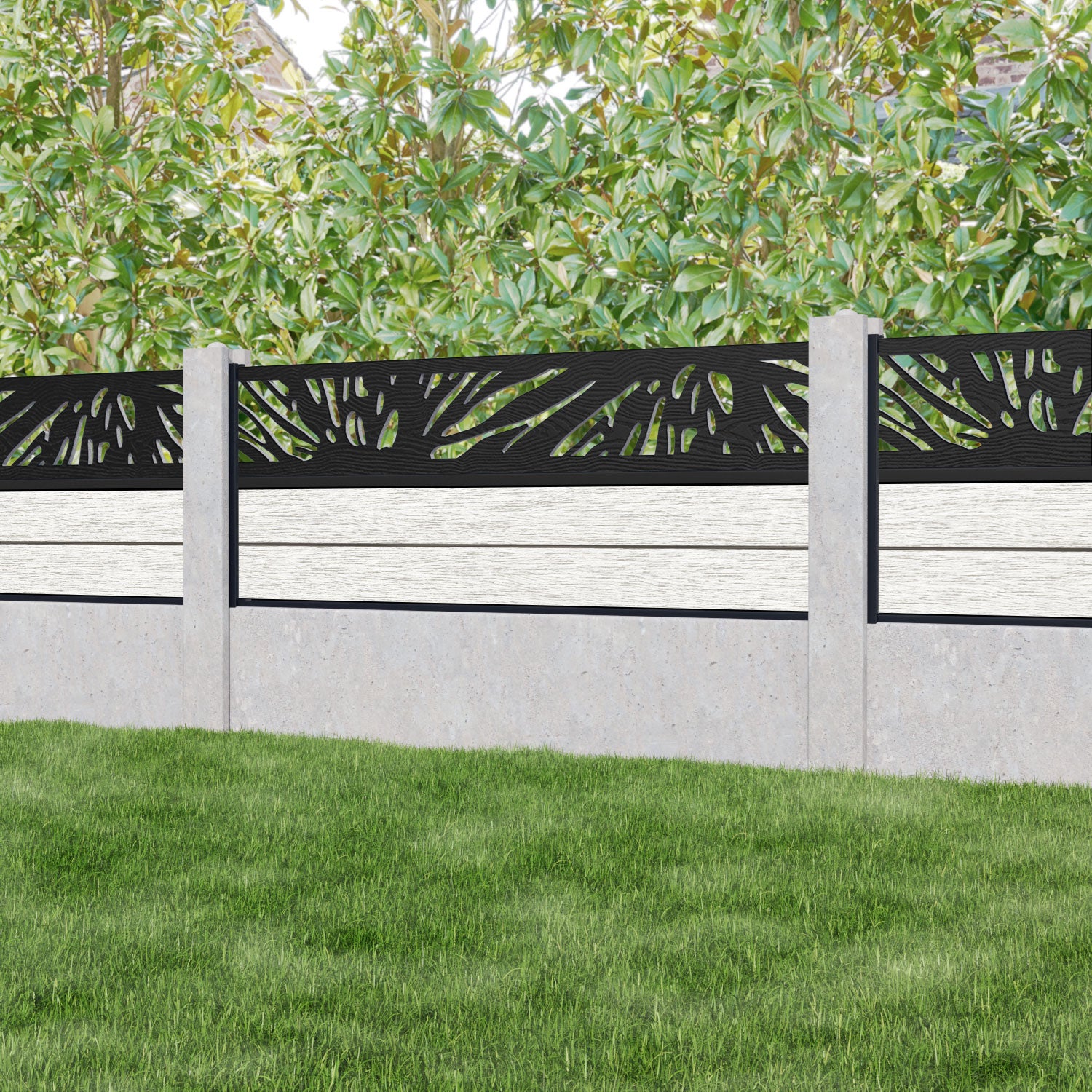 Fusion Poppy Fence Panel - Light Stone - for existing concrete posts