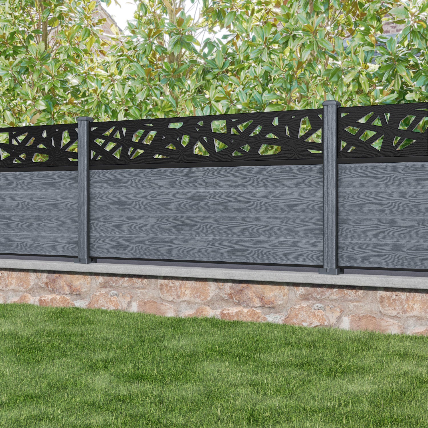 Classic Prism Fence Panel - Anthracite - with our composite posts