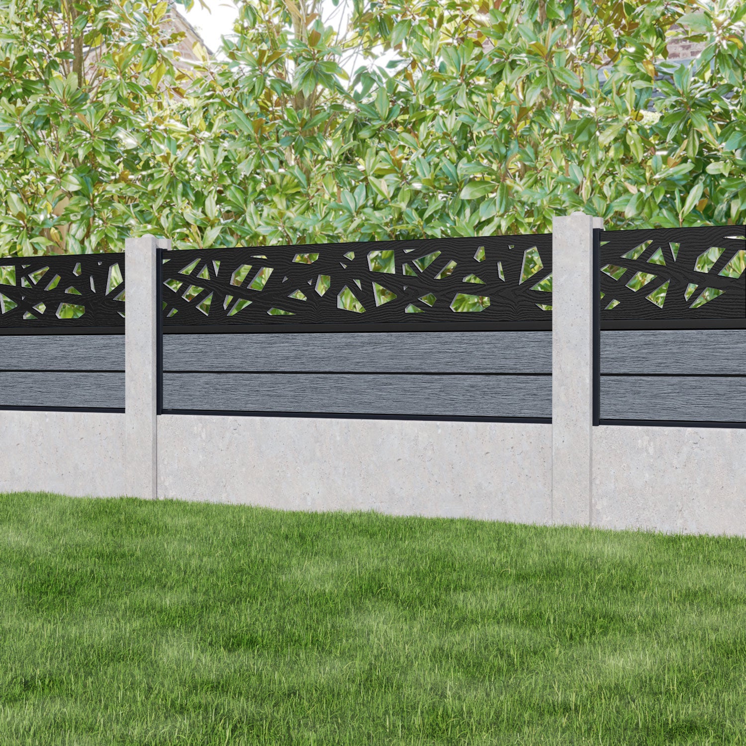 Fusion Prism Fence Panel - Anthracite - for existing concrete posts
