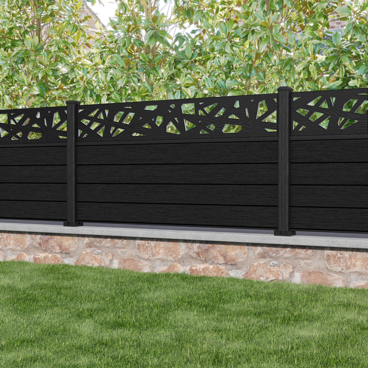 Fusion Prism Fence Panel - Black - with our composite posts