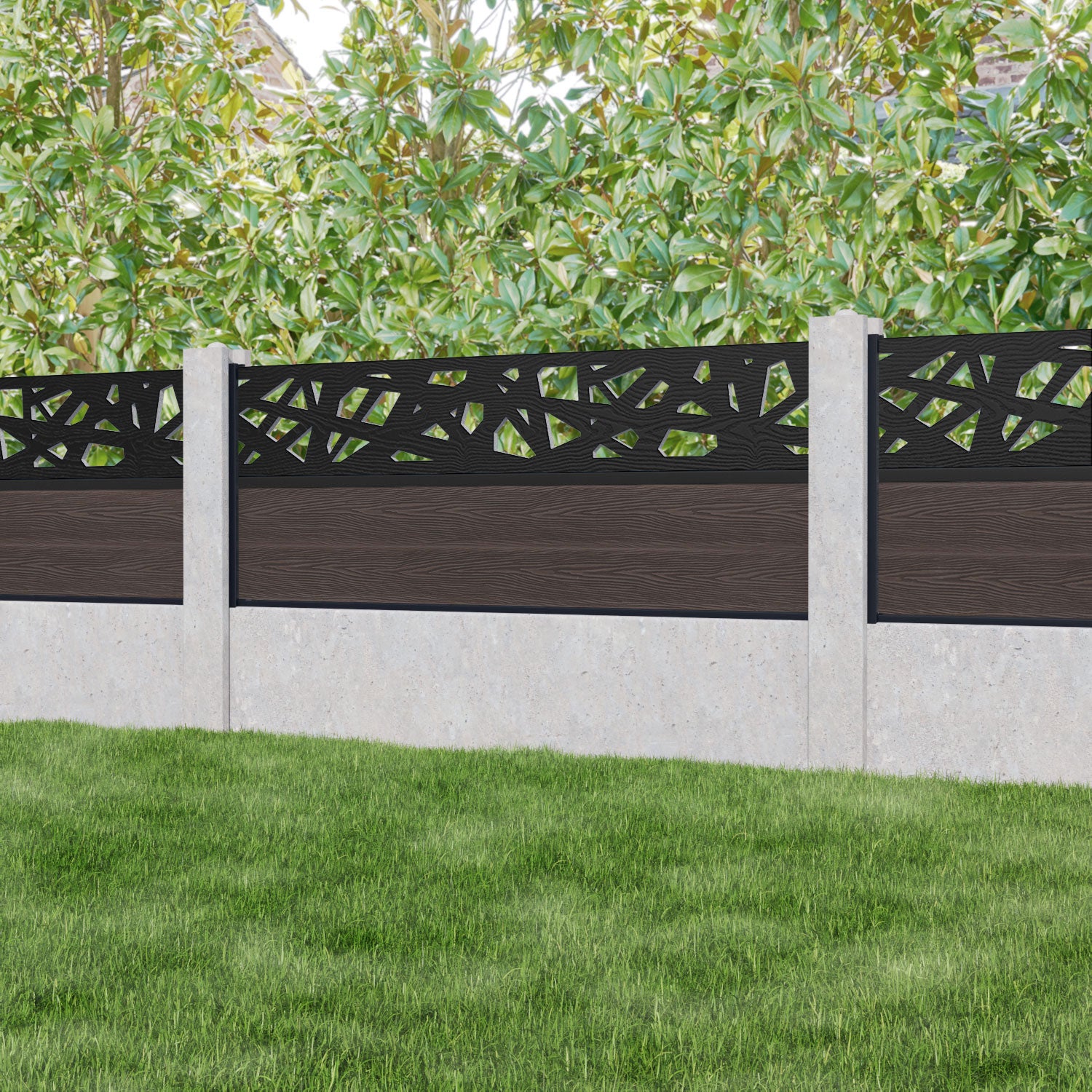 Classic Prism Fence Panel - Mid Brown - for existing concrete posts