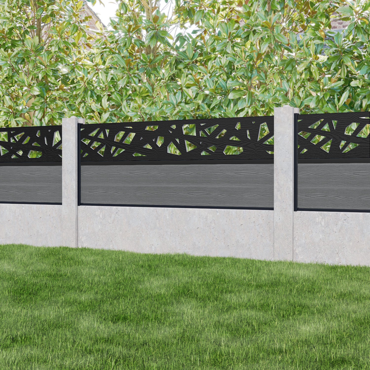 Classic Prism Fence Panel - Mid Grey - for existing concrete posts
