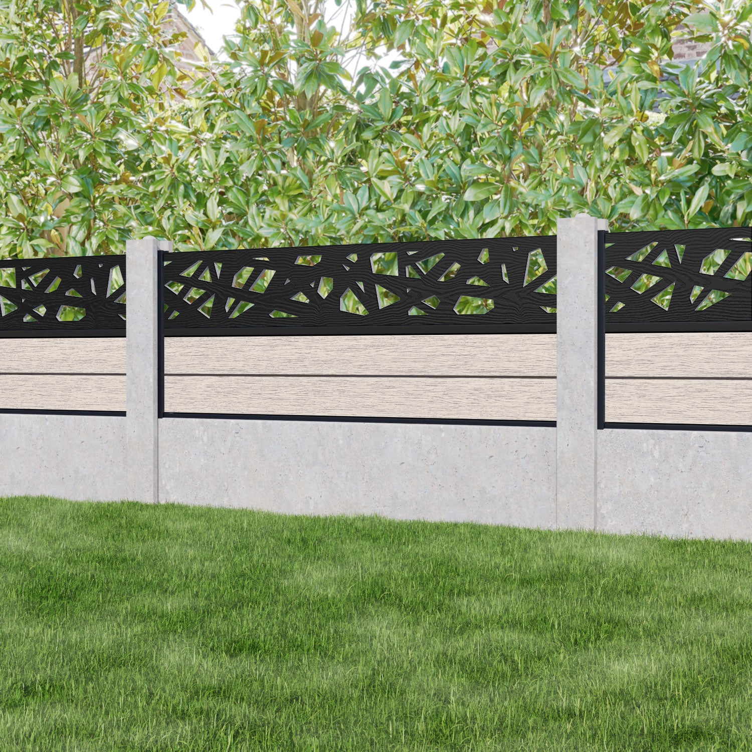 Fusion Prism Fence Panel - Mid Stone - for existing concrete posts