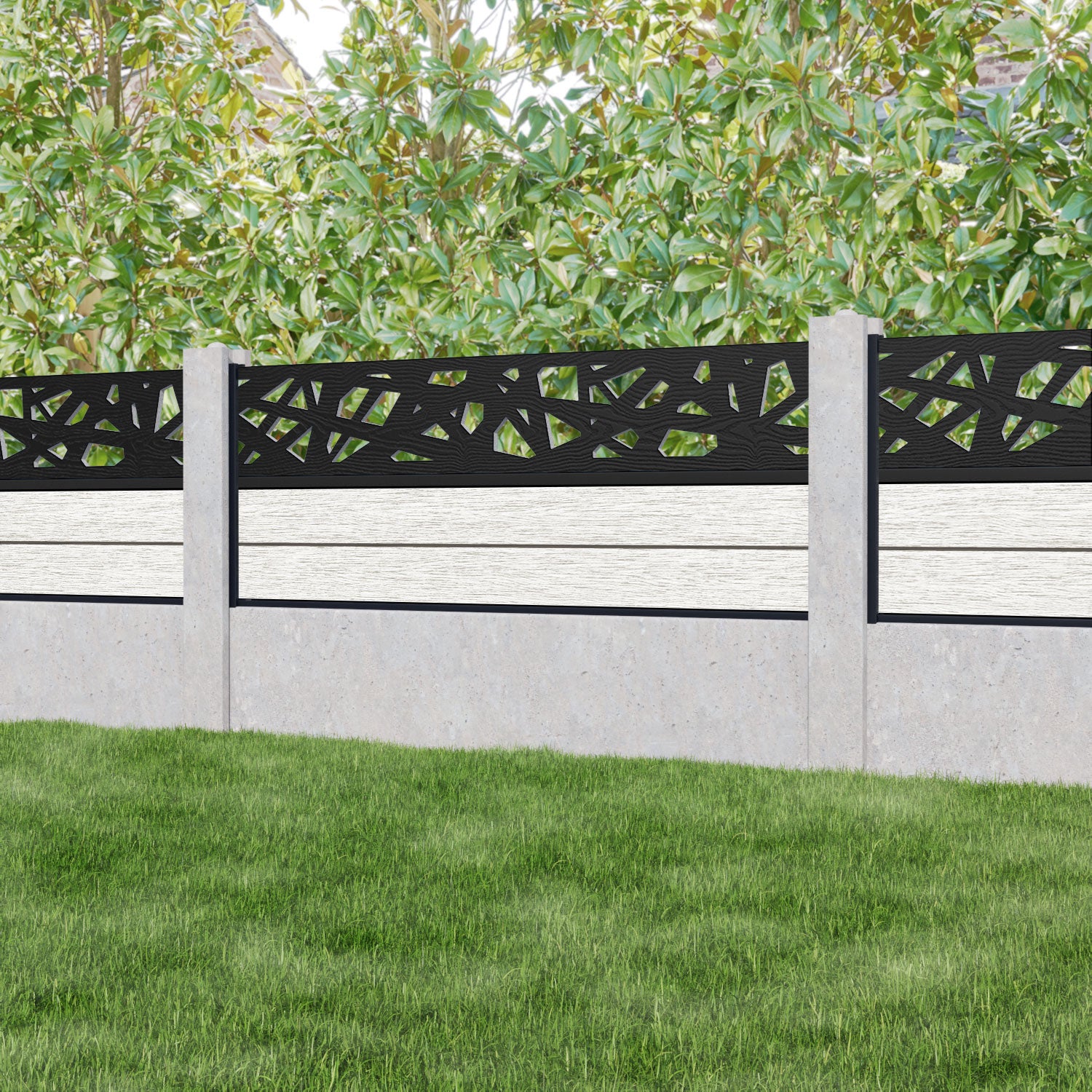 Fusion Prism Fence Panel - Light Stone - for existing concrete posts