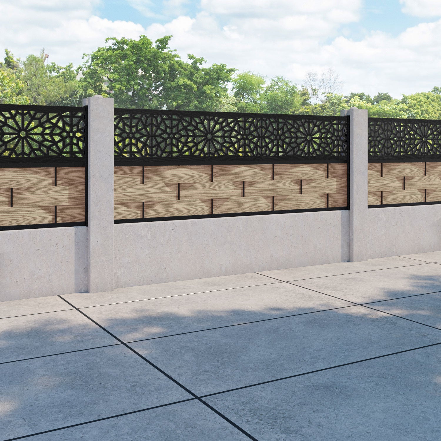 Ripple Alnara Fence Panel - Light Oak - for existing concrete posts