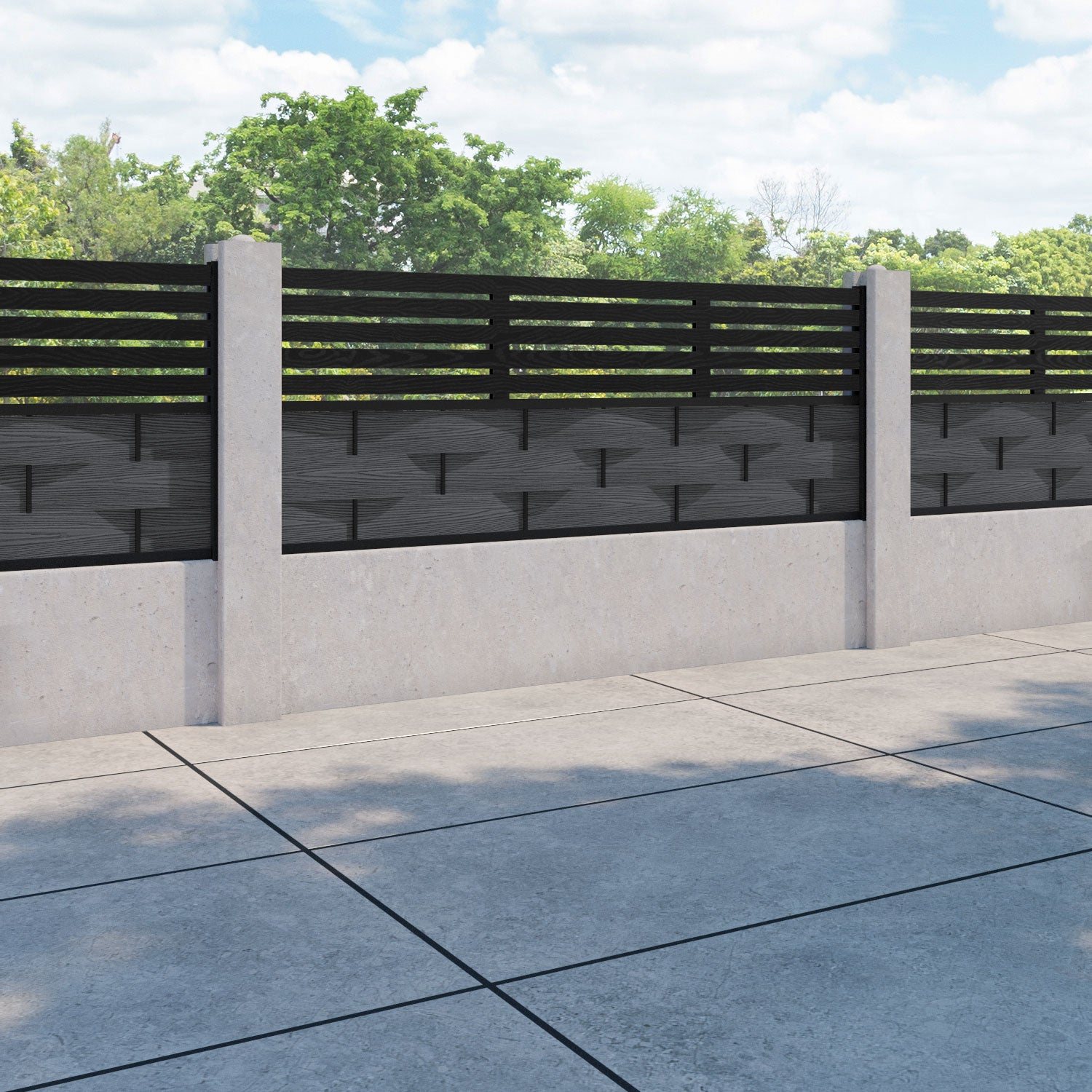 Ripple Aspen Fence Panel - Dark Grey - for existing concrete posts
