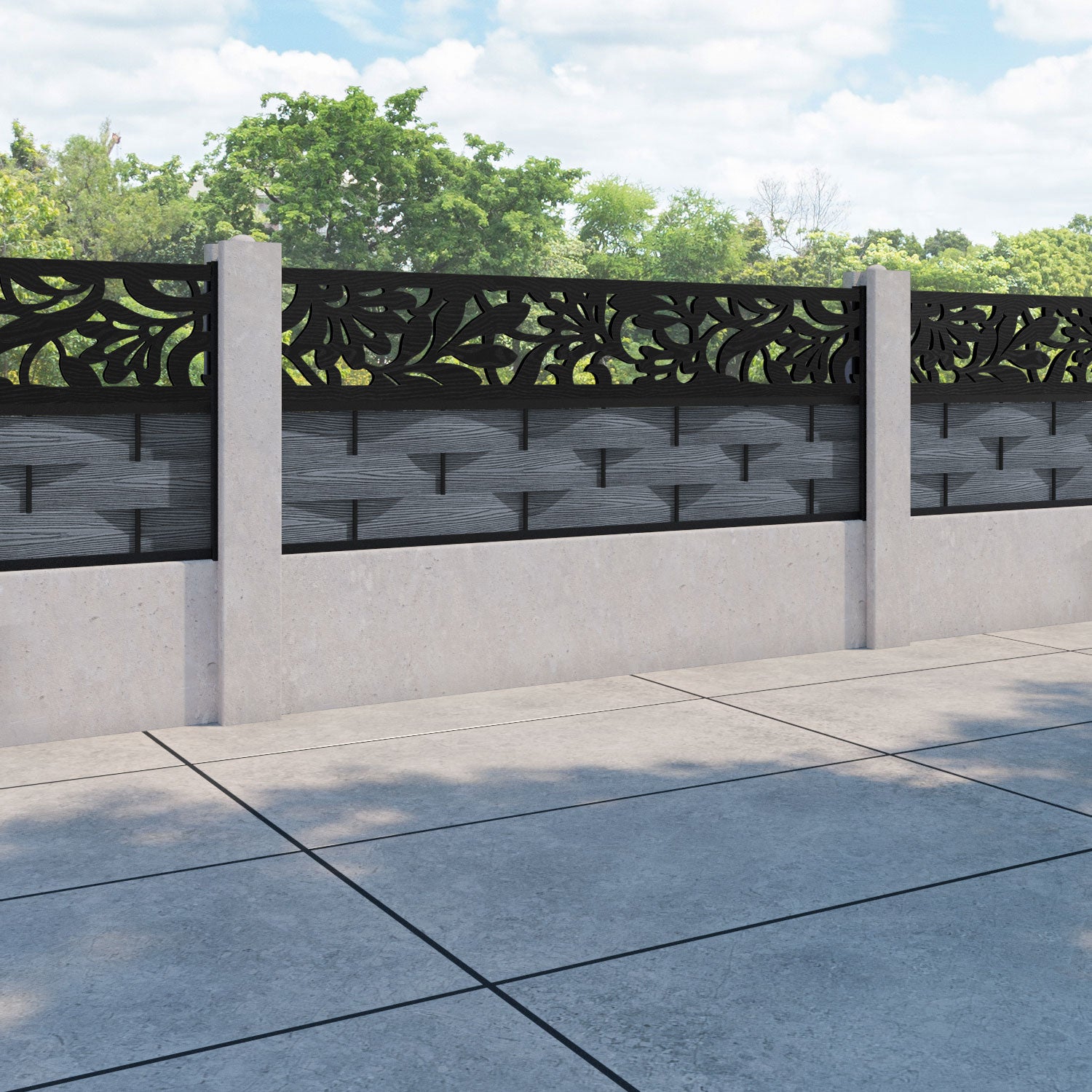 Ripple Heritage Fence Panel - Anthracite - for existing concrete posts