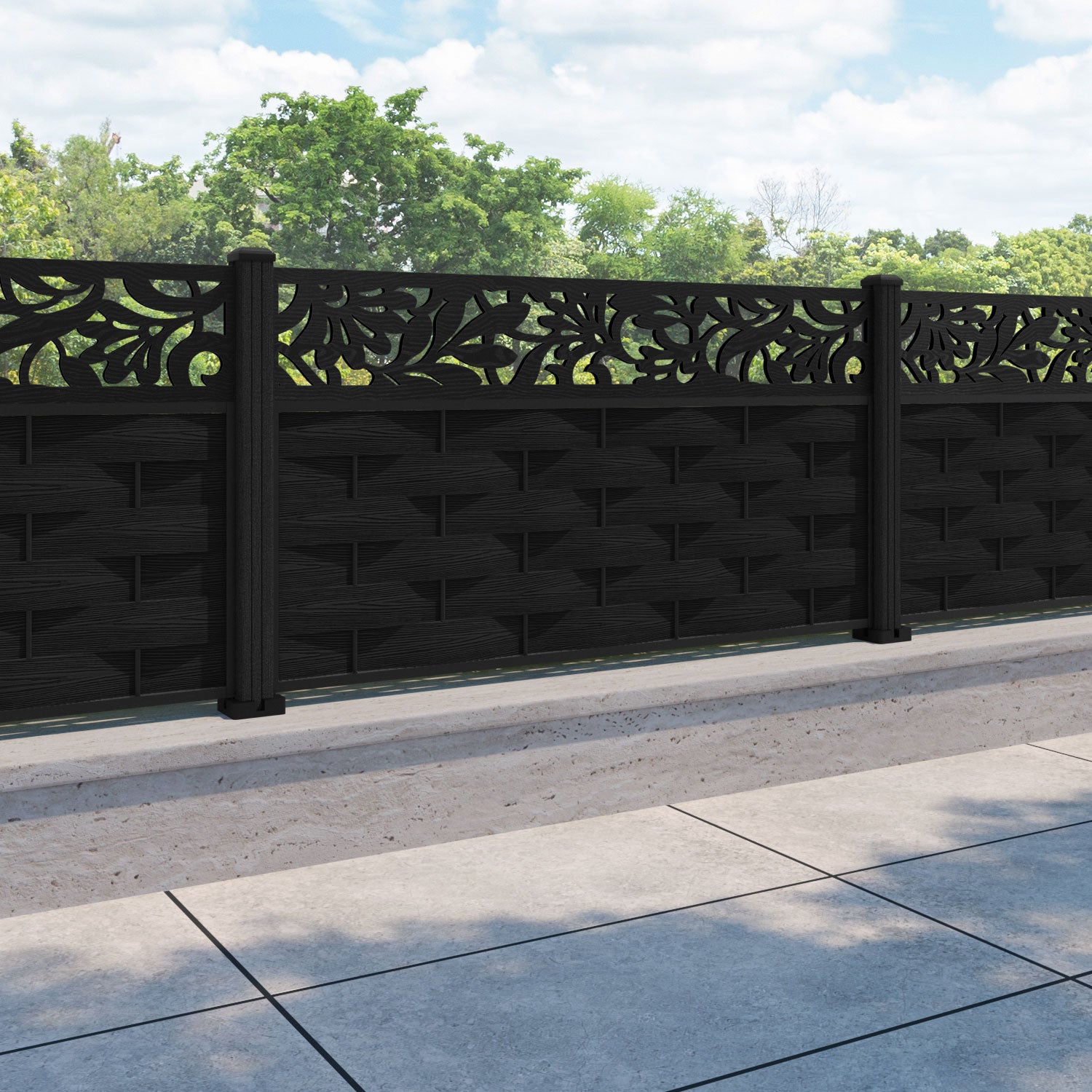 Ripple Heritage Fence Panel - Black - with our composite posts