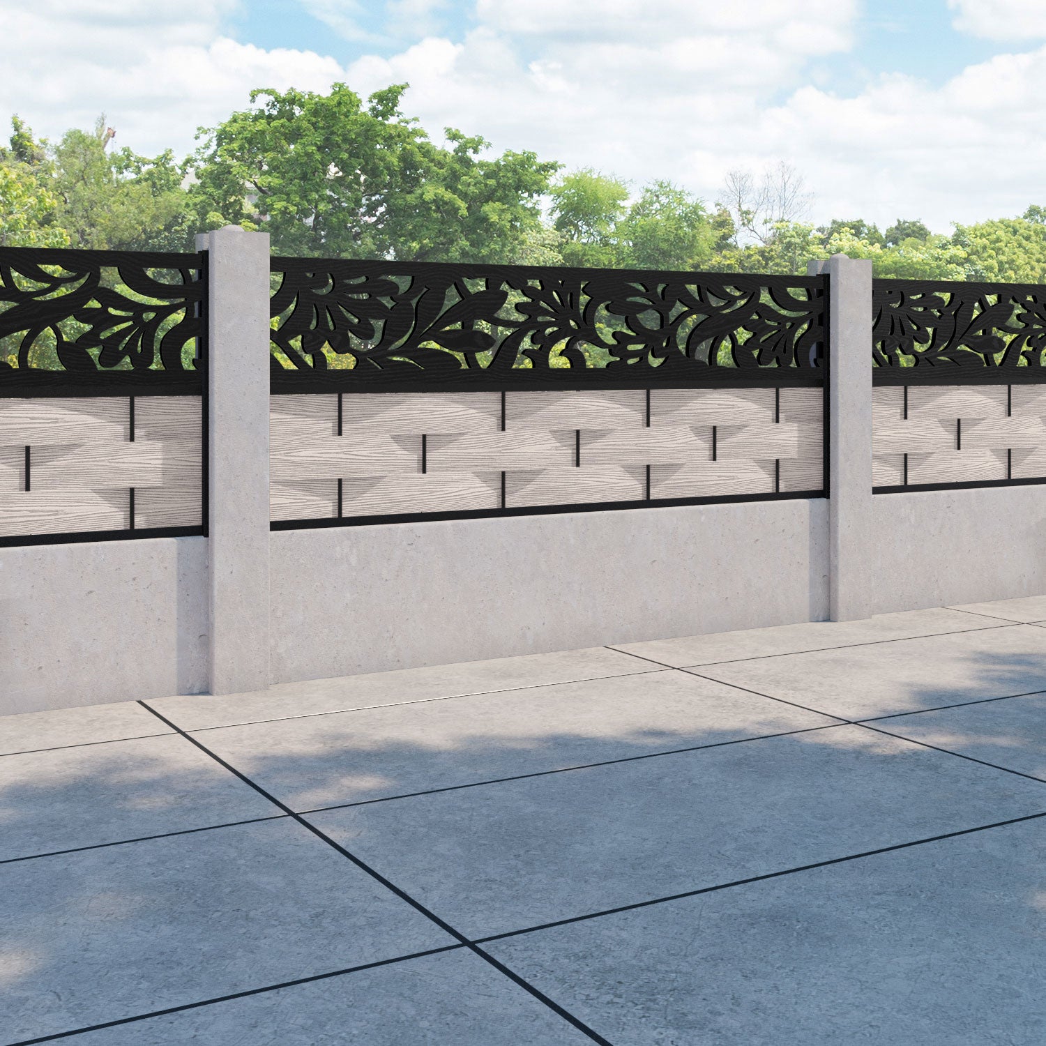 Ripple Heritage Fence Panel - Mid Stone - for existing concrete posts