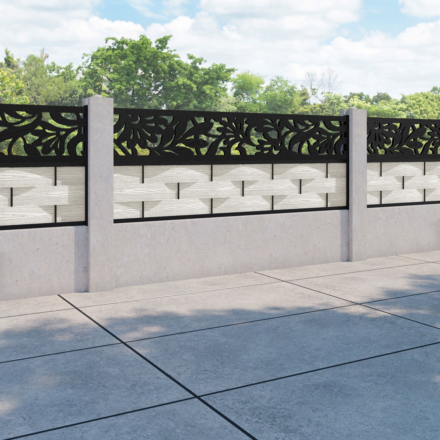 Ripple Heritage Fence Panel - Light Stone - for existing concrete posts