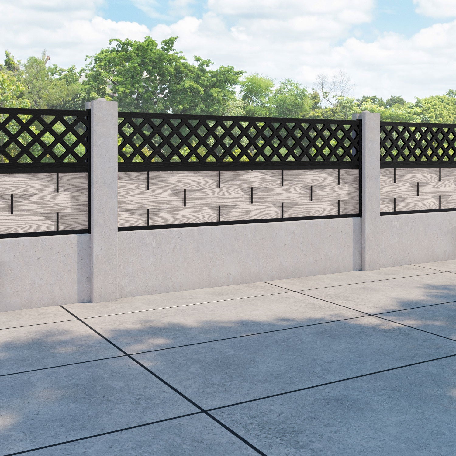 Ripple Hive Fence Panel - Mid Stone - for existing concrete posts