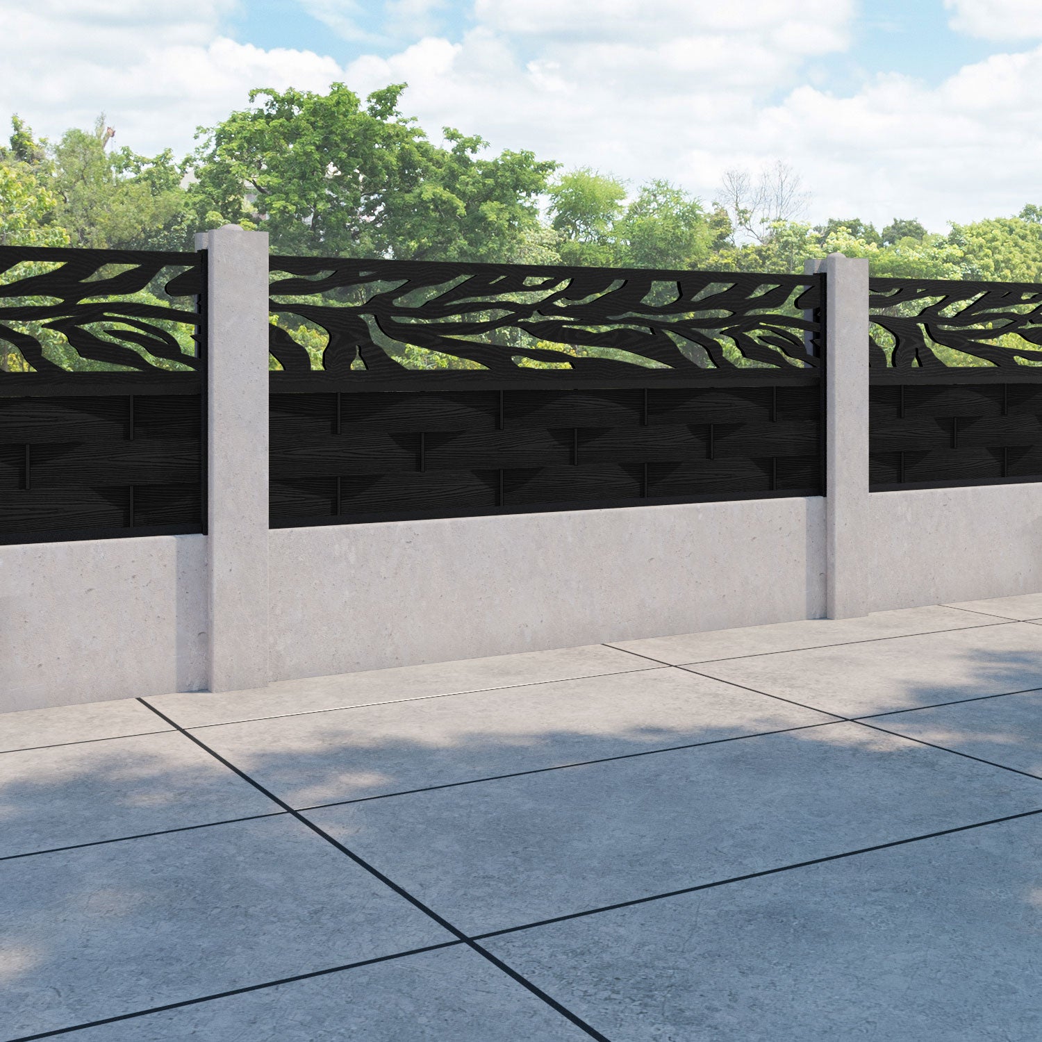 Ripple Malawi Fence Panel - Black - for existing concrete posts