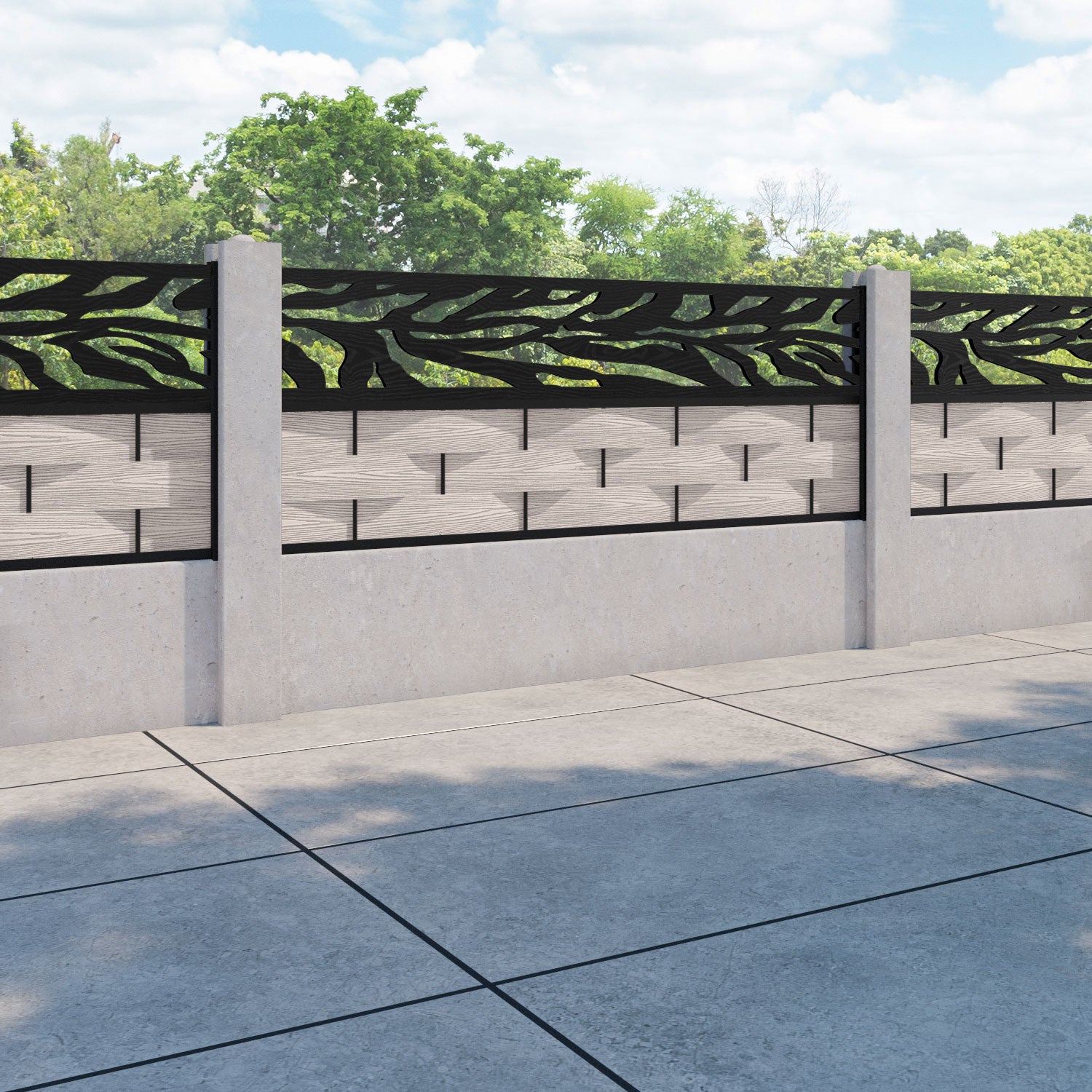 Ripple Malawi Fence Panel - Mid Stone - for existing concrete posts