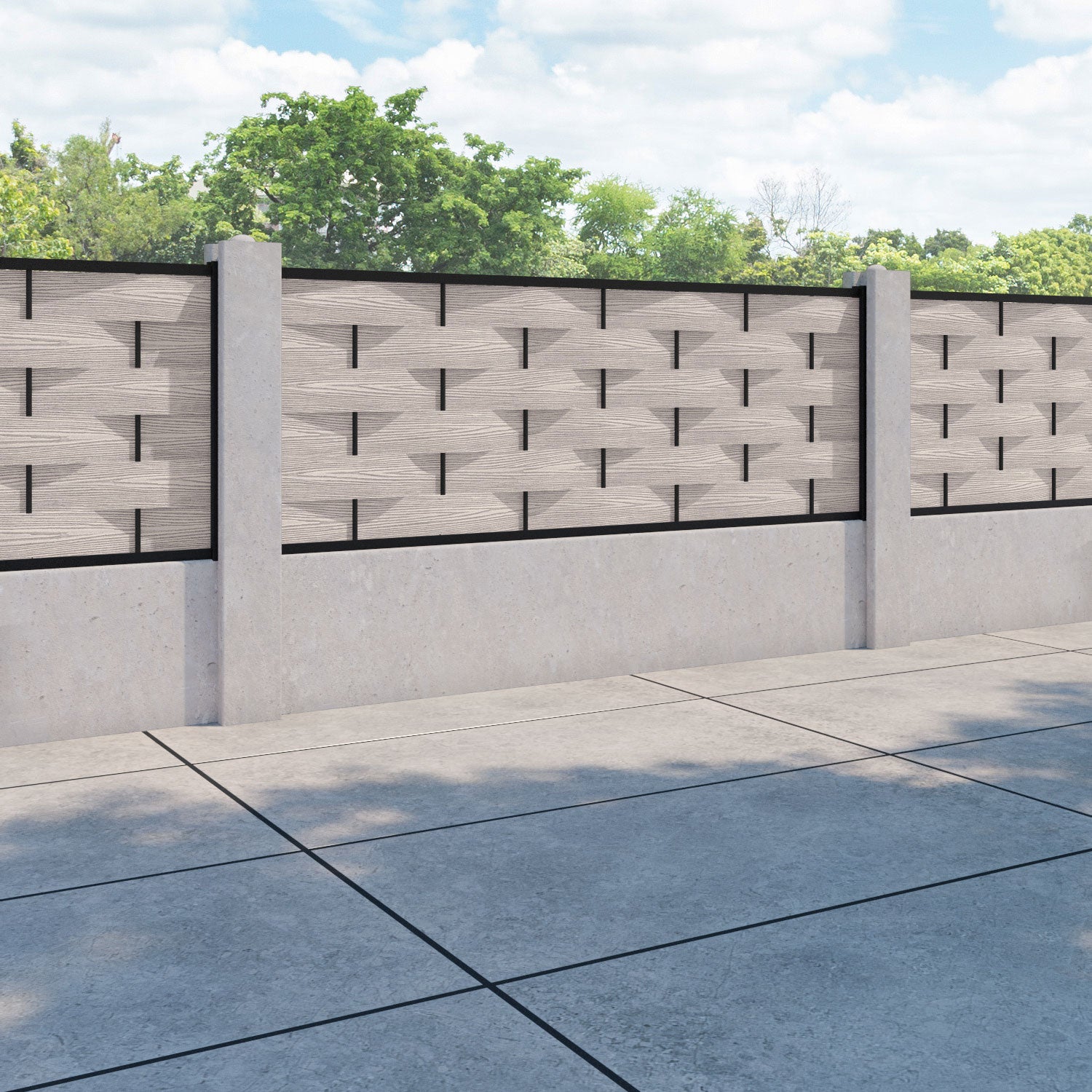 Ripple Fence Panel - Mid Stone - for existing concrete posts