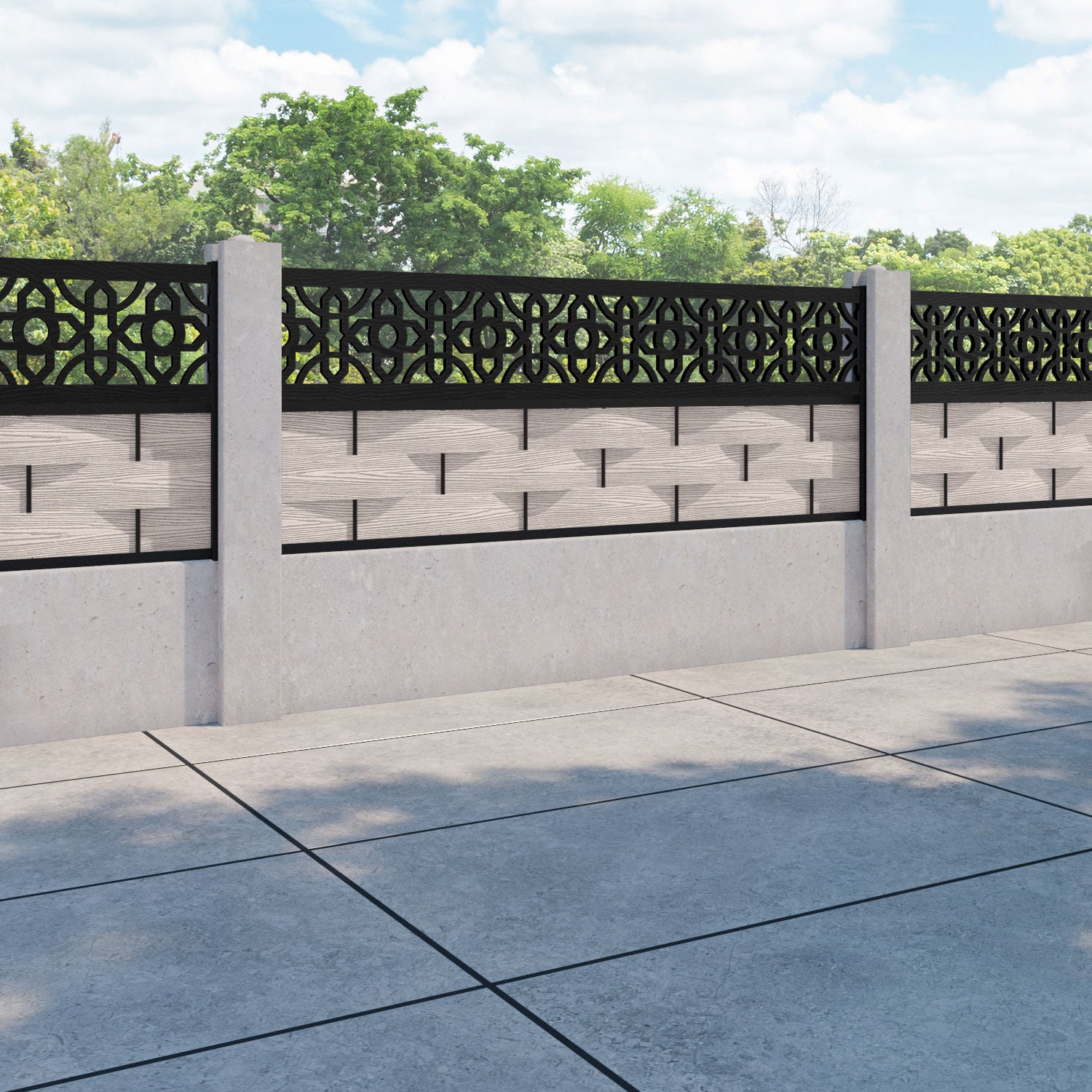 Ripple Nabila Fence Panel - Mid Stone - for existing concrete posts