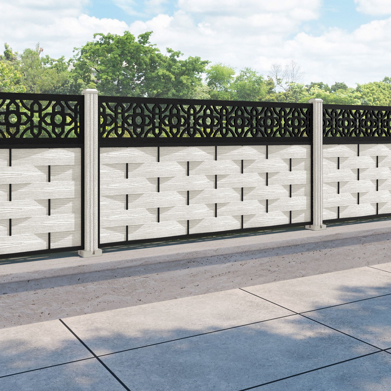 Ripple Nabila Fence Panel - Light Stone - with our composite posts