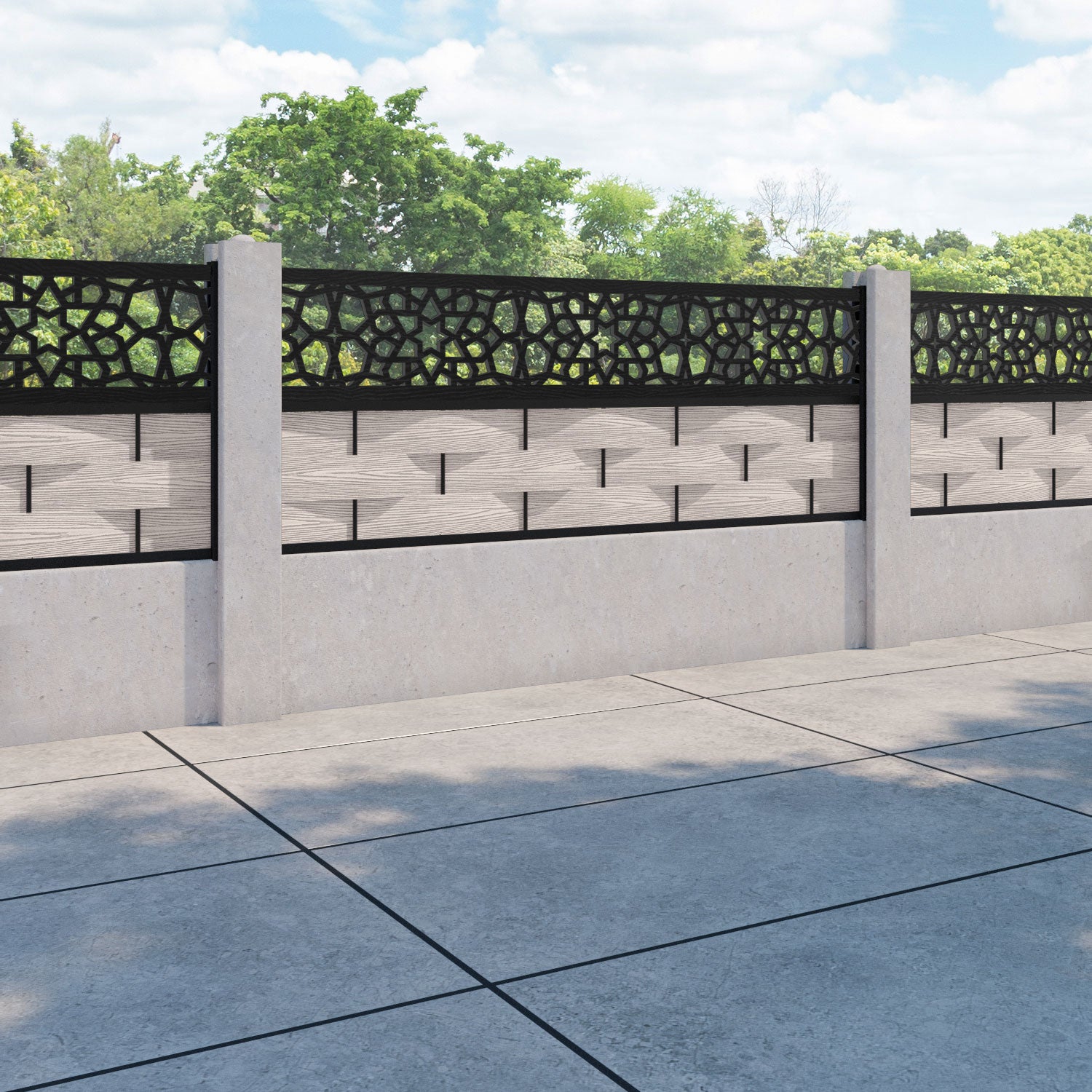 Ripple Nazira Fence Panel - Mid Stone - for existing concrete posts