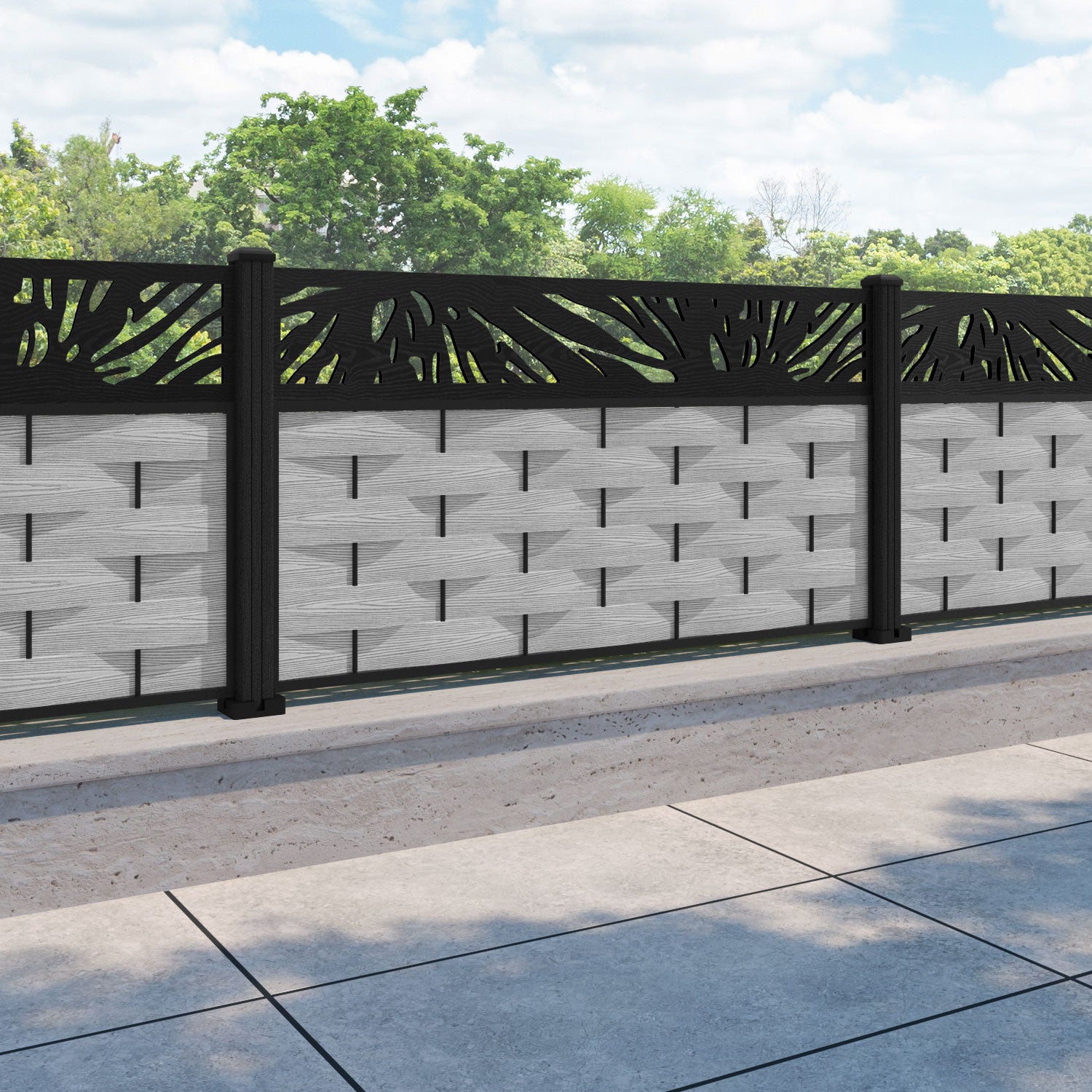 Ripple Poppy Fence Panel - Light Grey - with our composite posts