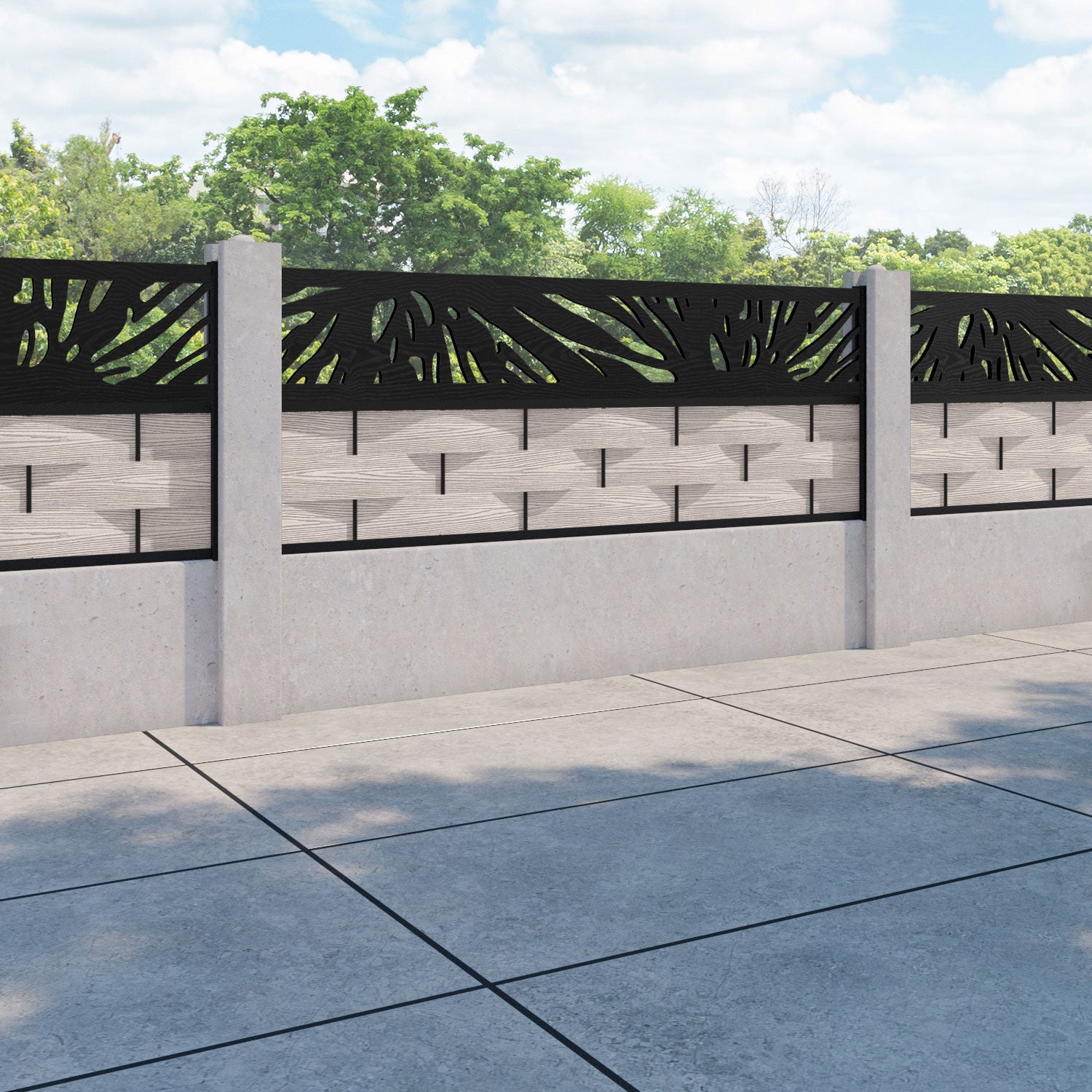 Ripple Poppy Fence Panel - Mid Stone - for existing concrete posts