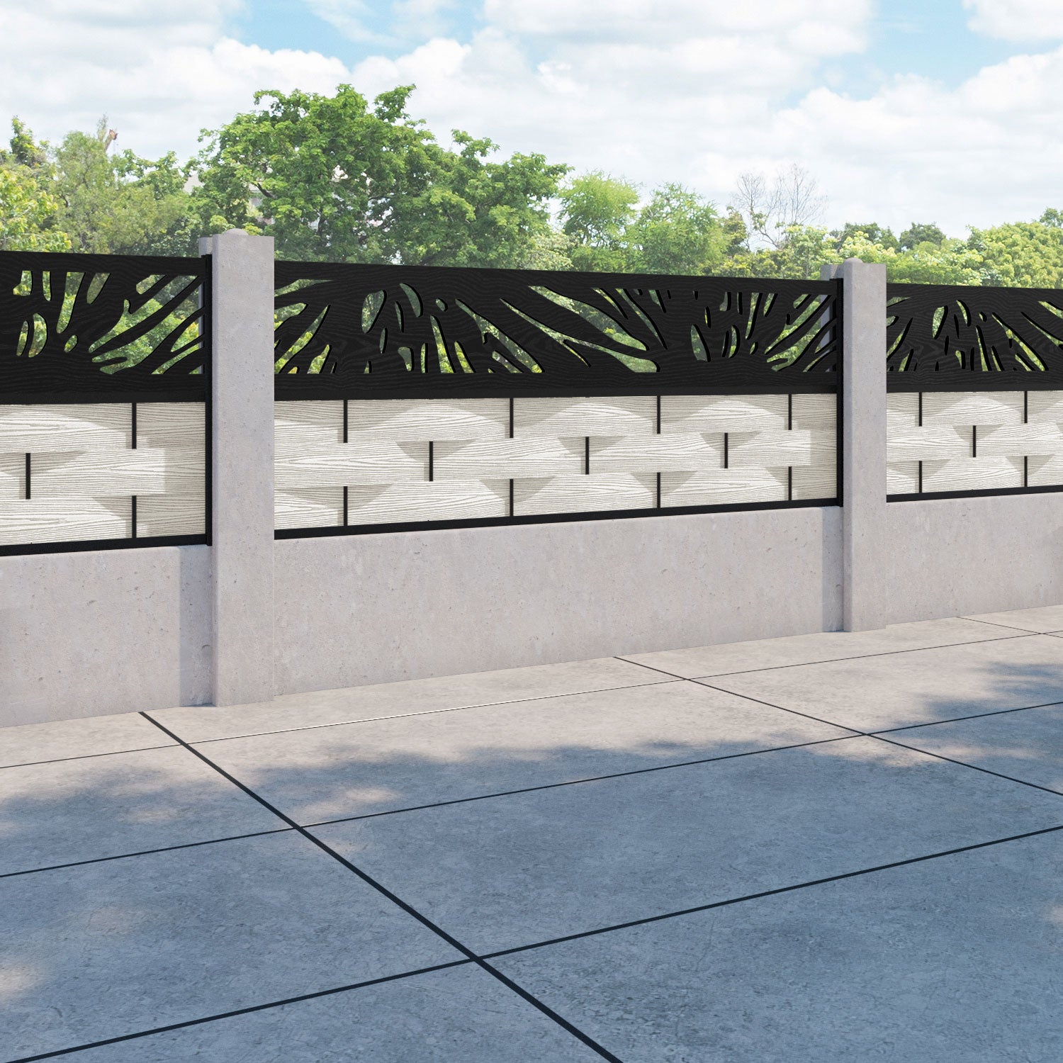 Ripple Poppy Fence Panel - Light Stone - for existing concrete posts