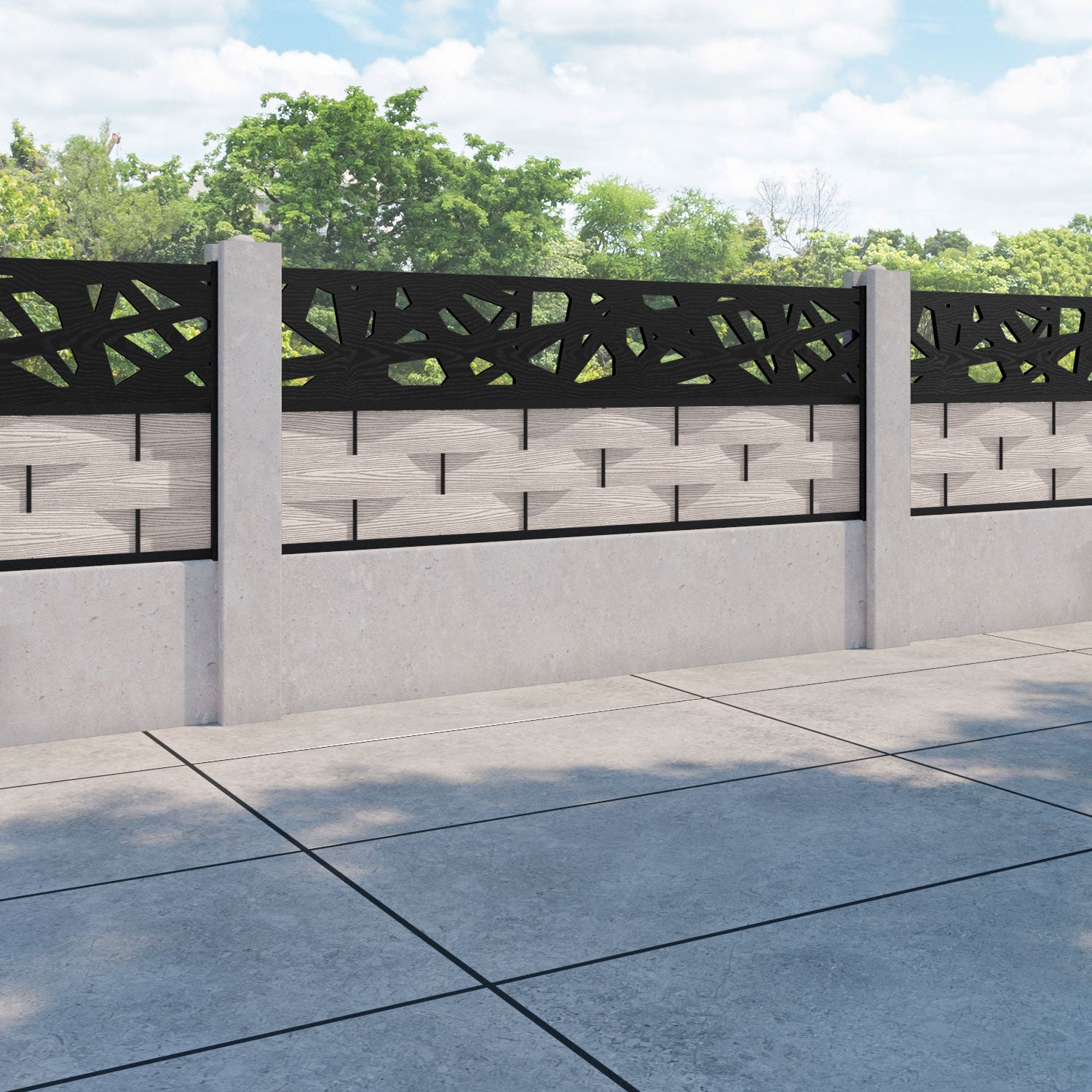 Ripple Prism Fence Panel - Mid Stone - for existing concrete posts