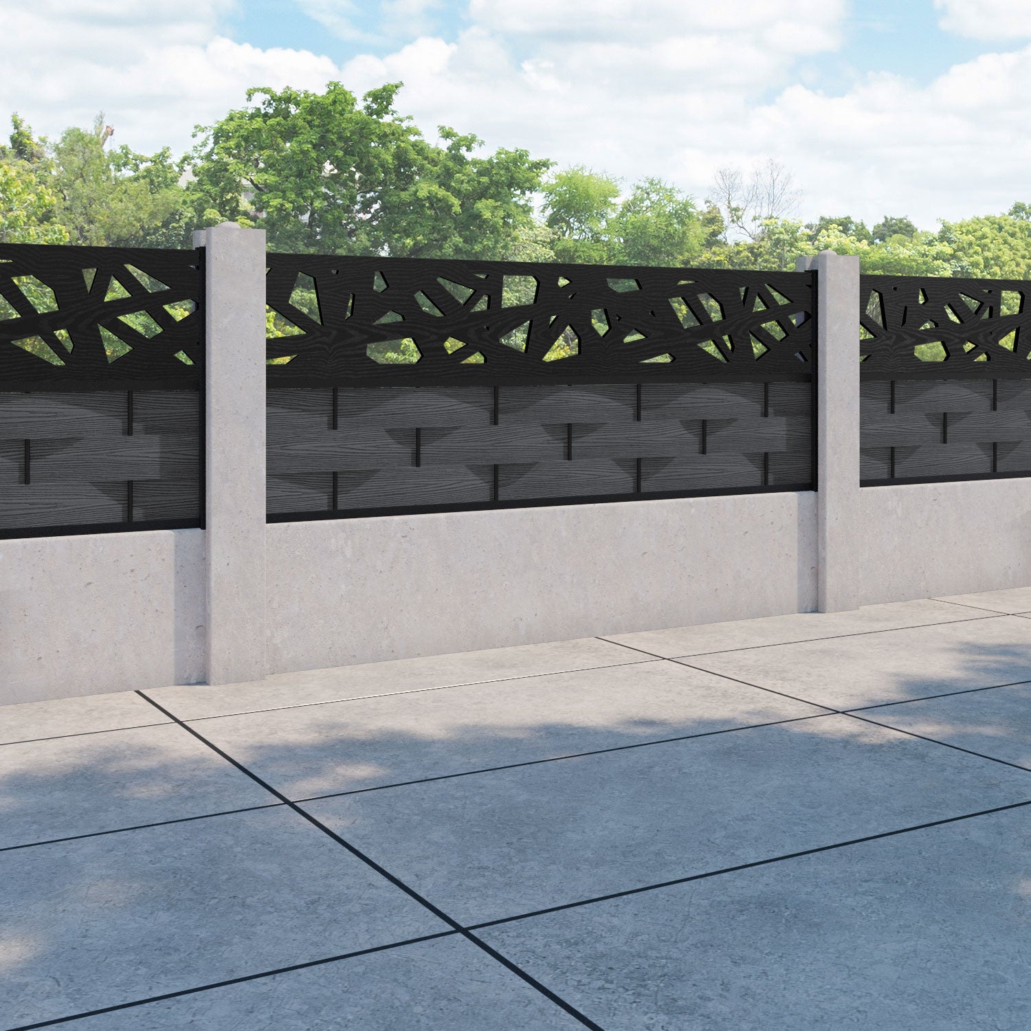 Ripple Prism Fence Panel - Dark Grey - for existing concrete posts