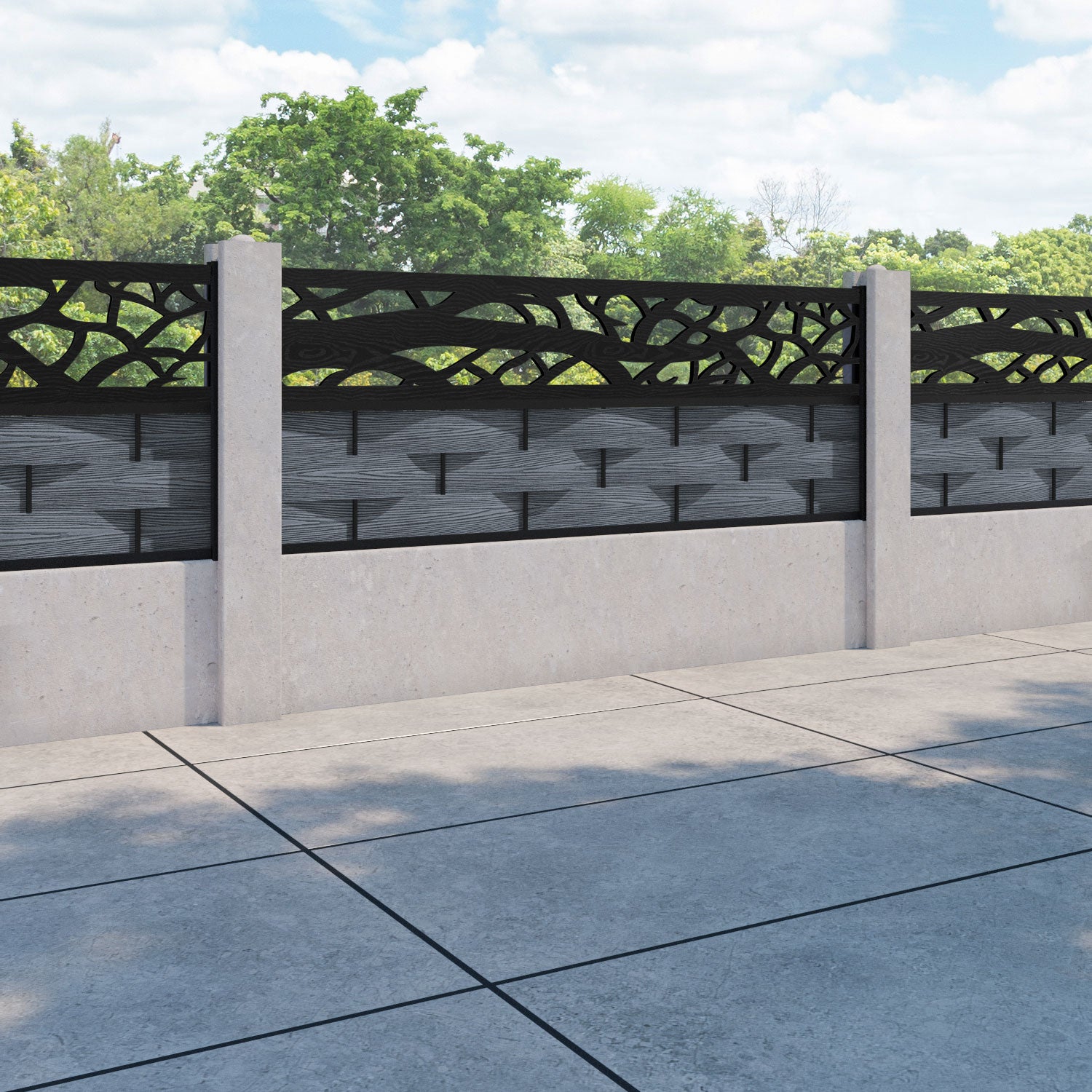 Ripple Twilight Fence Panel - Anthracite - for existing concrete posts