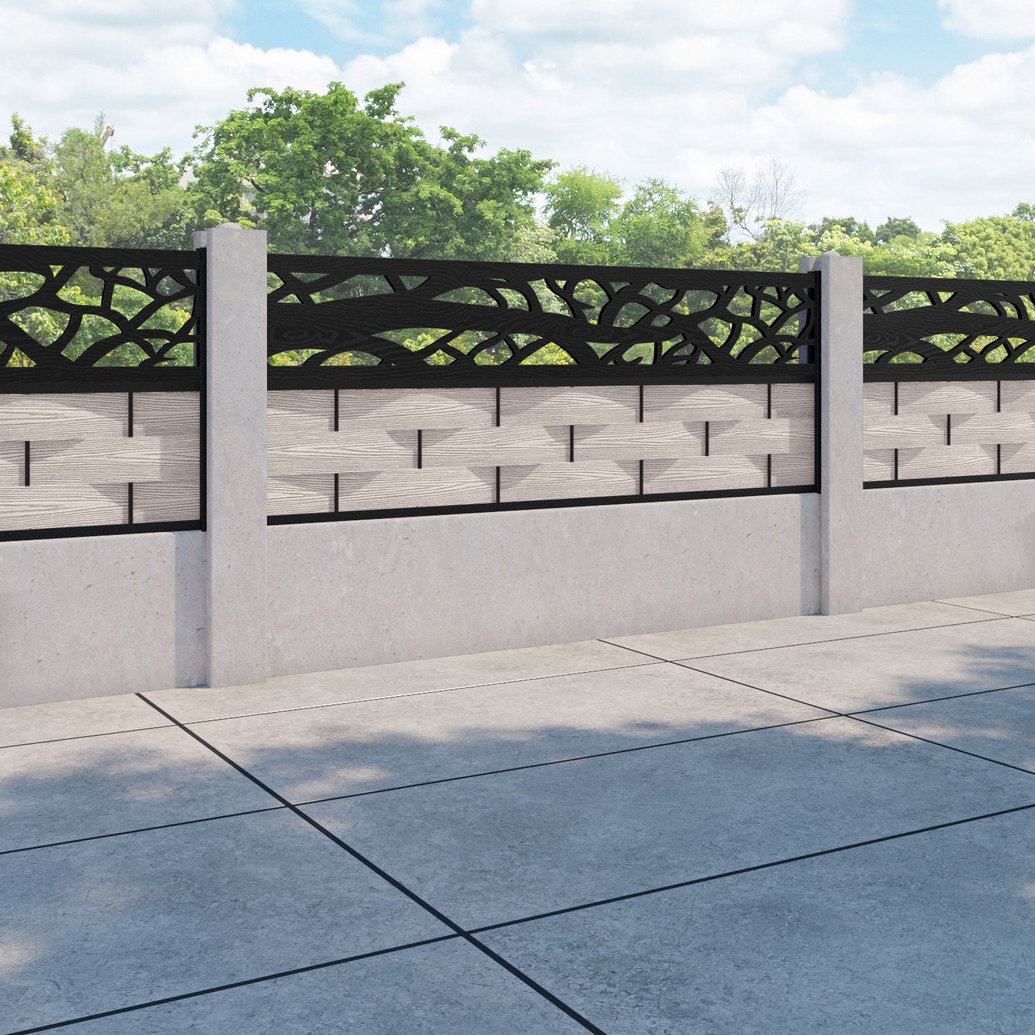 Ripple Twilight Fence Panel - Mid Stone - for existing concrete posts